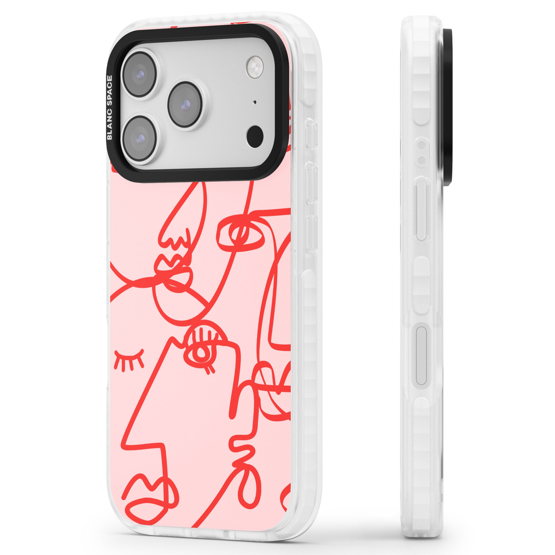 Red Line Art iPhone 17 Pro Impact Clear Phone Case Side Profile