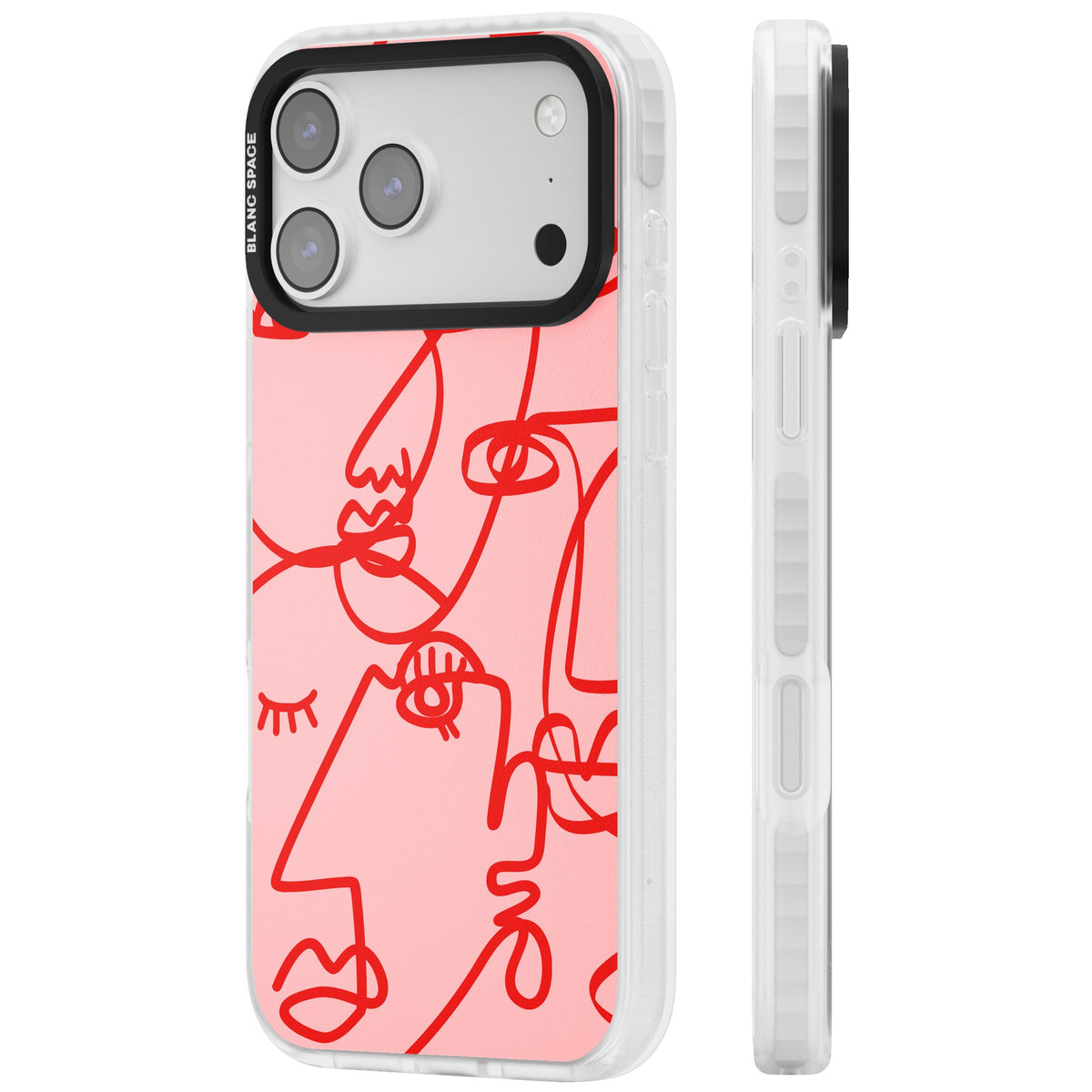 Red Line Art iPhone 17 Pro Max Impact Clear Phone Case side