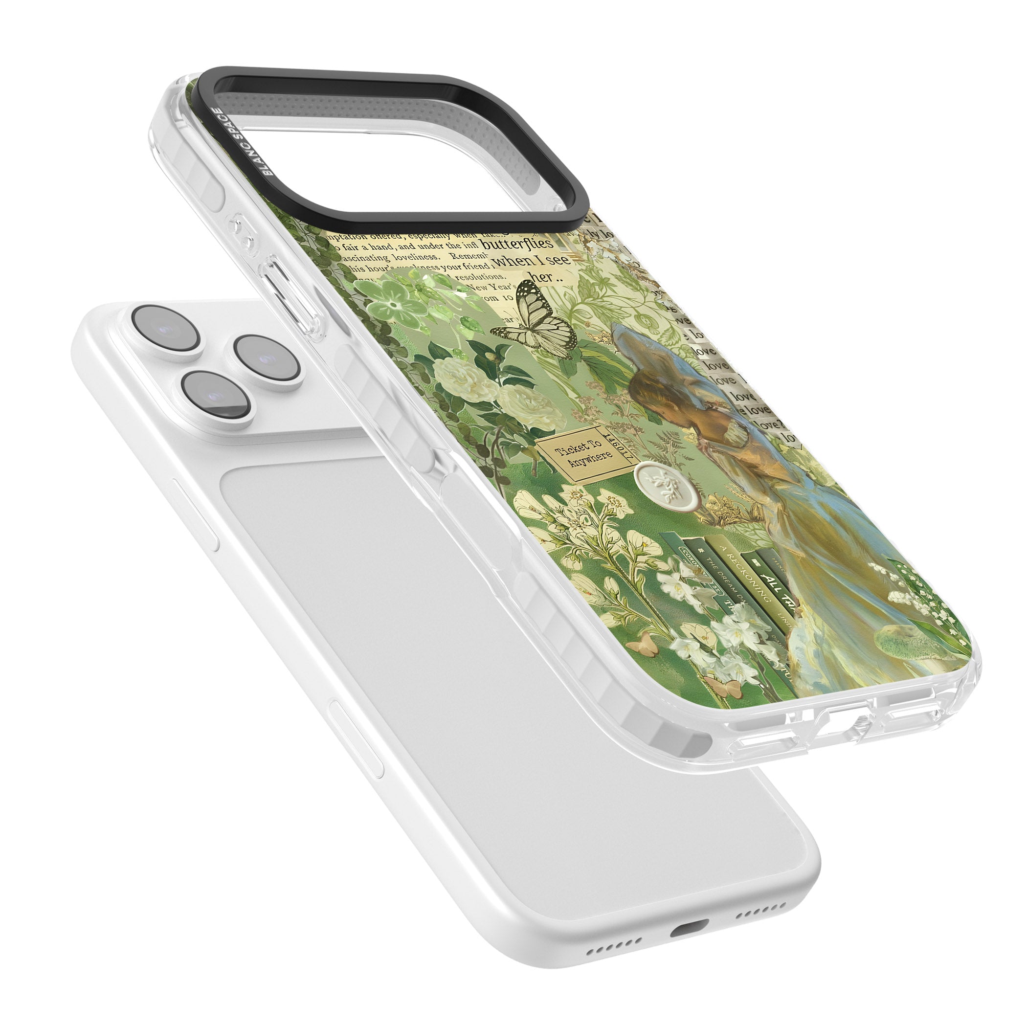 Vintage Green Fairy iPhone 17 Pro Impact Clear Phone Case Colours