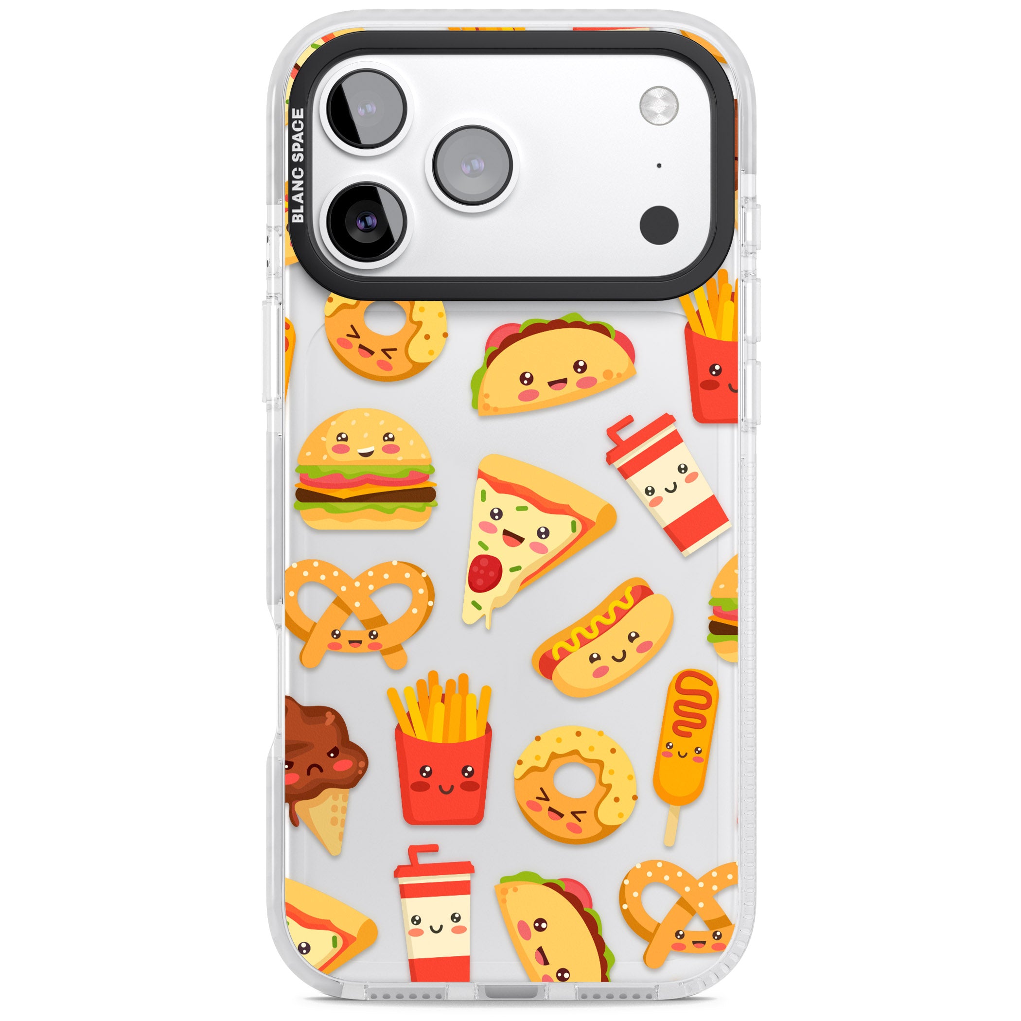 Fast Food Patterns Kawaii Fast Food Mix iPhone 17 Pro Impact Clear Phone Case