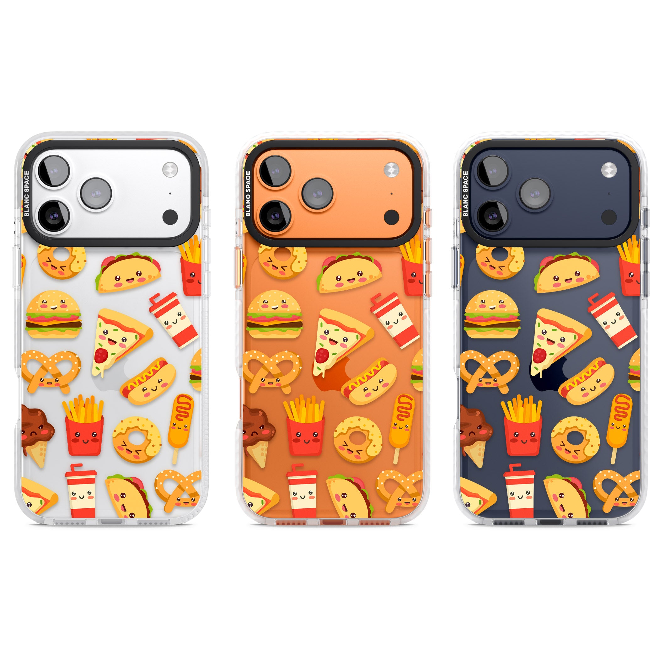 Fast Food Patterns Kawaii Fast Food Mix iPhone 17 Pro Impact Clear Phone Case APT Impact Protection