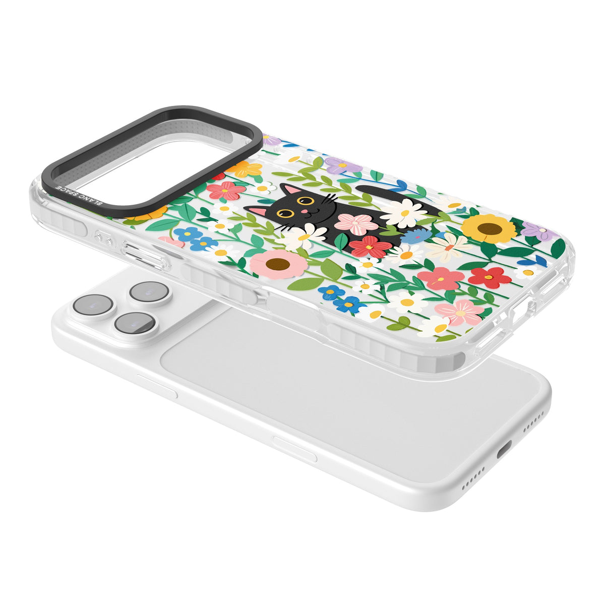 Whiskers & Wildflowers iPhone 17 Pro Max Impact Clear Phone Case angled