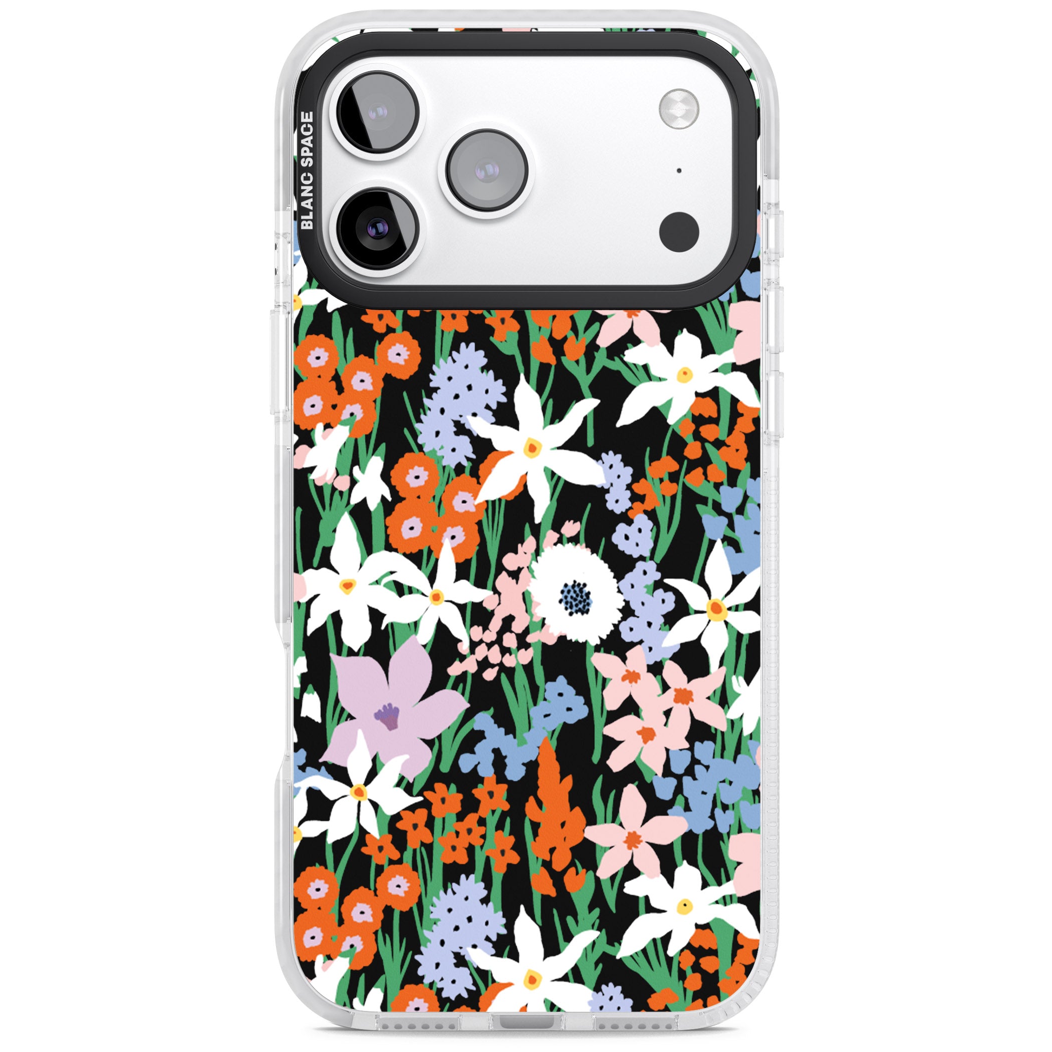 Floral Bloom Meadow Solid iPhone 17 Pro Impact Clear Phone Case