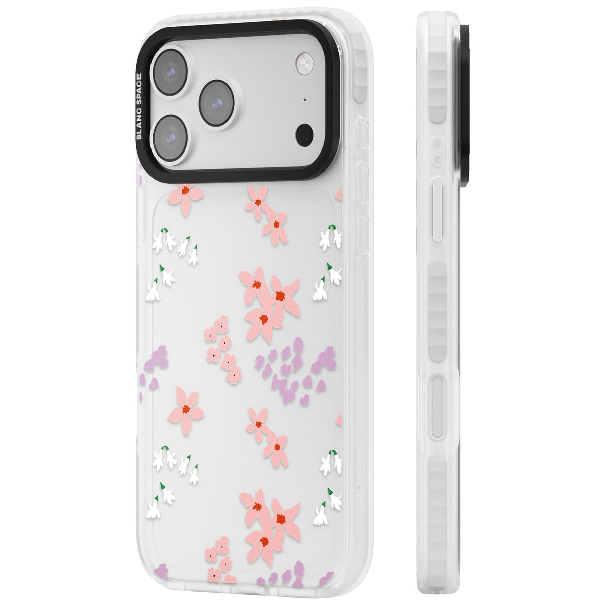 Rose & Violet Flower Mix iPhone 17 Pro Max Impact Clear Phone Case side