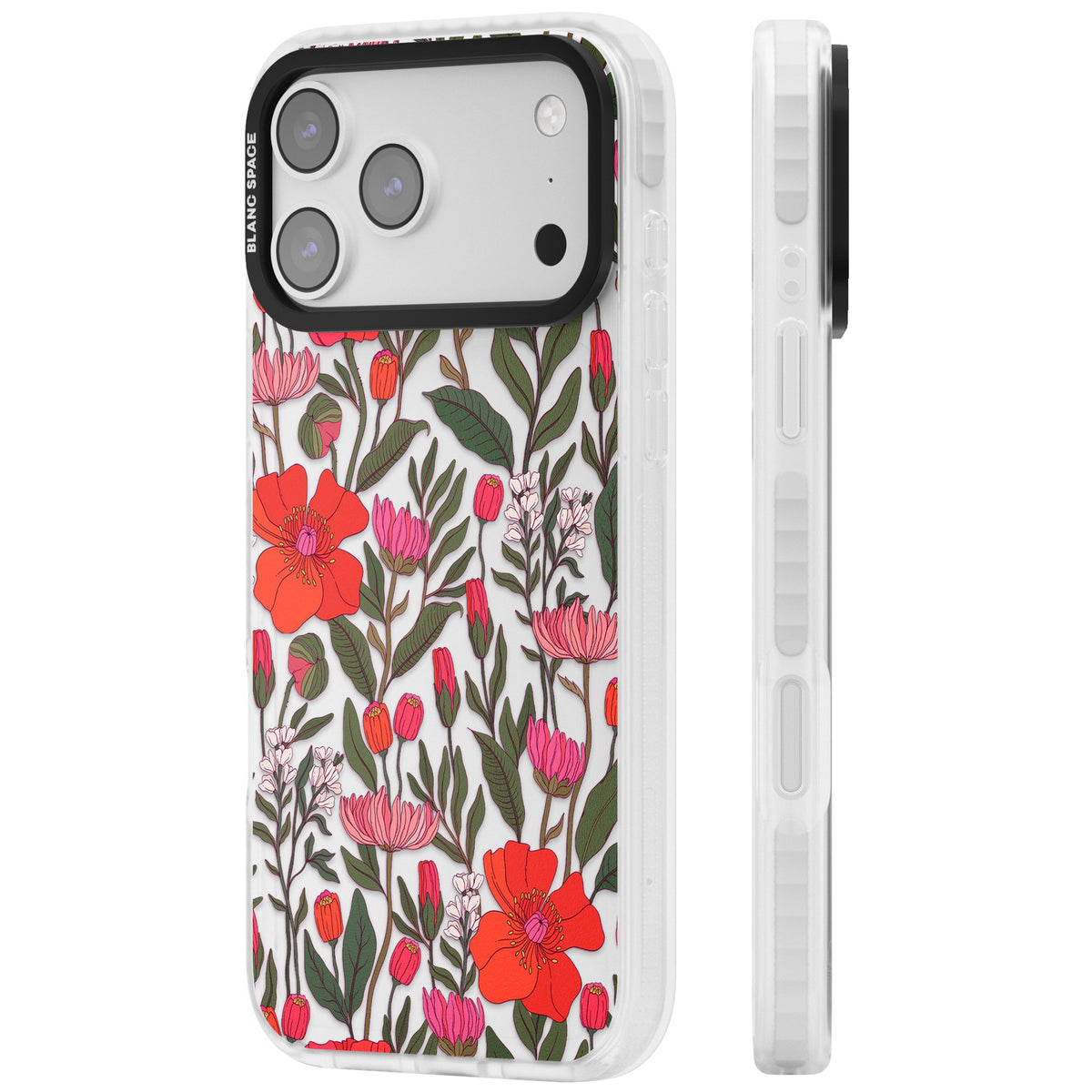 Peachy Floral iPhone 17 Pro Max Impact Clear Phone Case side