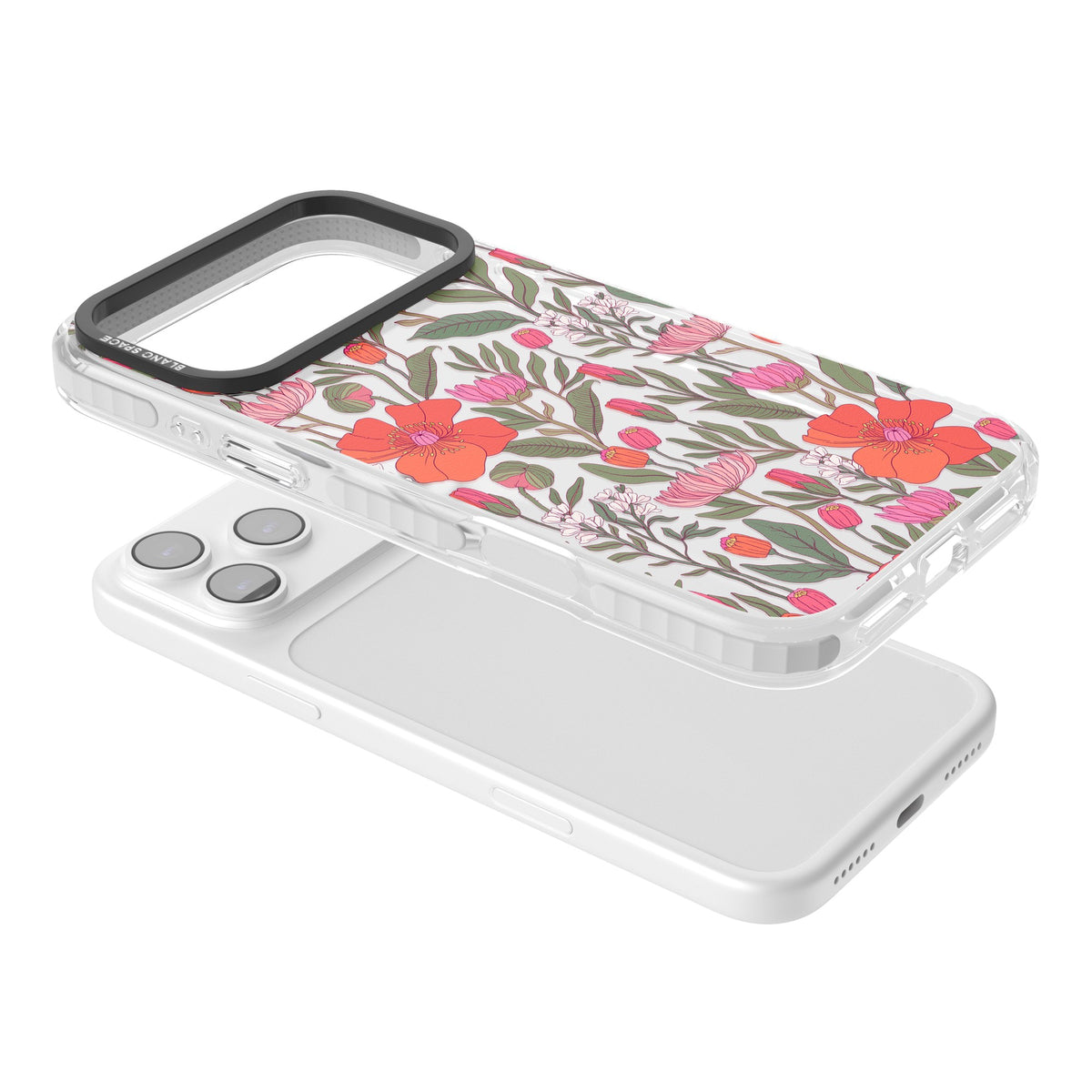 Peachy Floral iPhone 17 Pro Max Impact Clear Phone Case angled