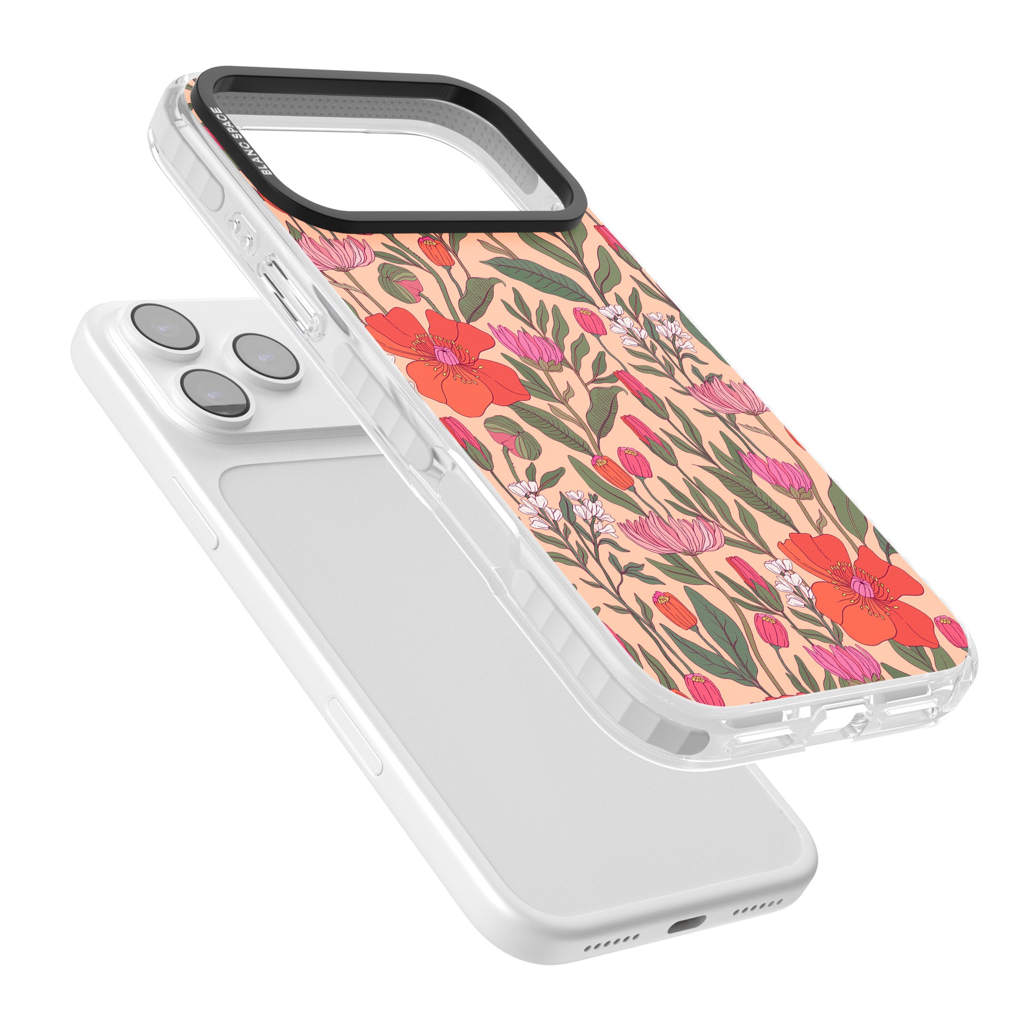 Peachy Floral Background iPhone 17 Pro Impact Clear Phone Case Colours