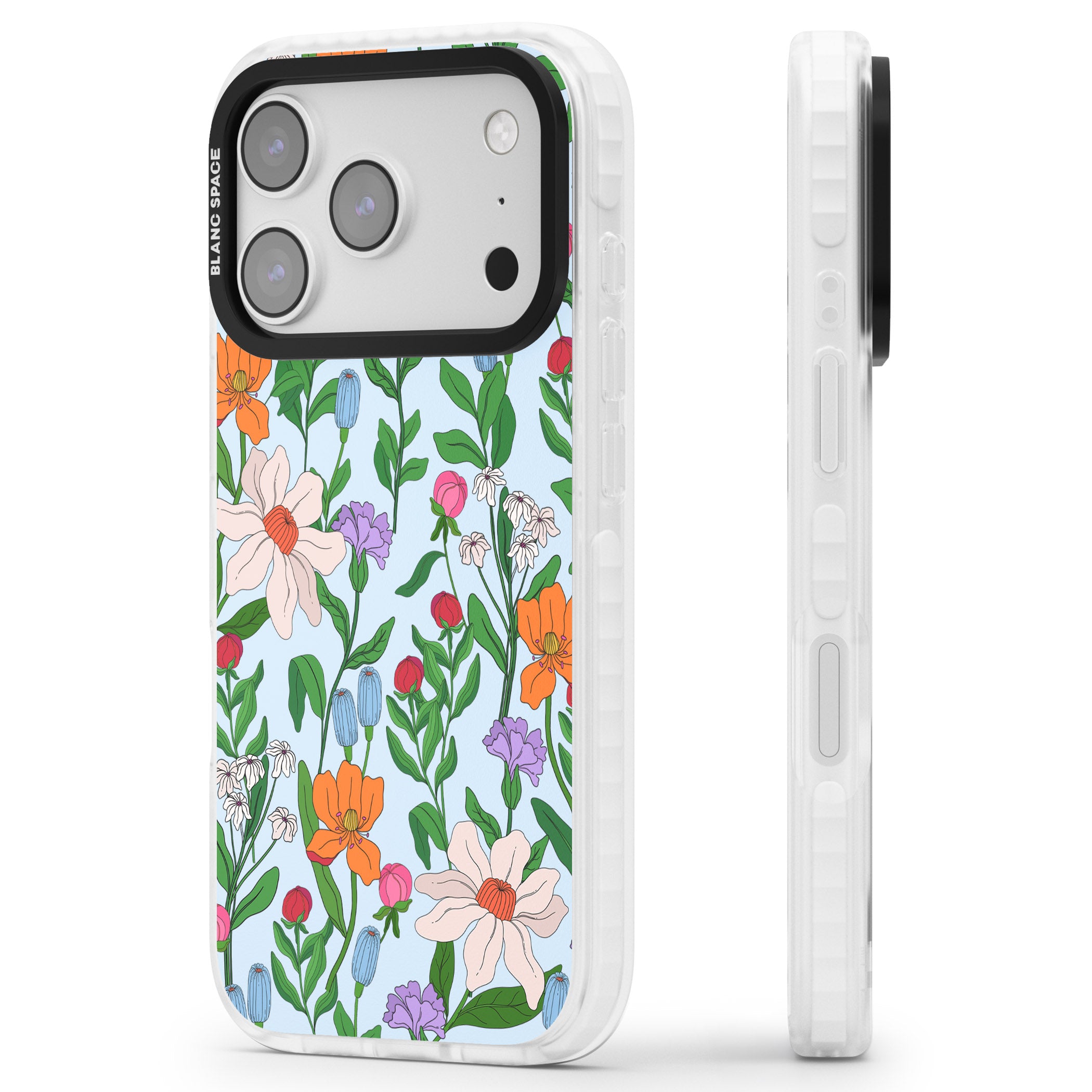 Full Bloom Background iPhone 17 Pro Impact Clear Phone Case Side Profile