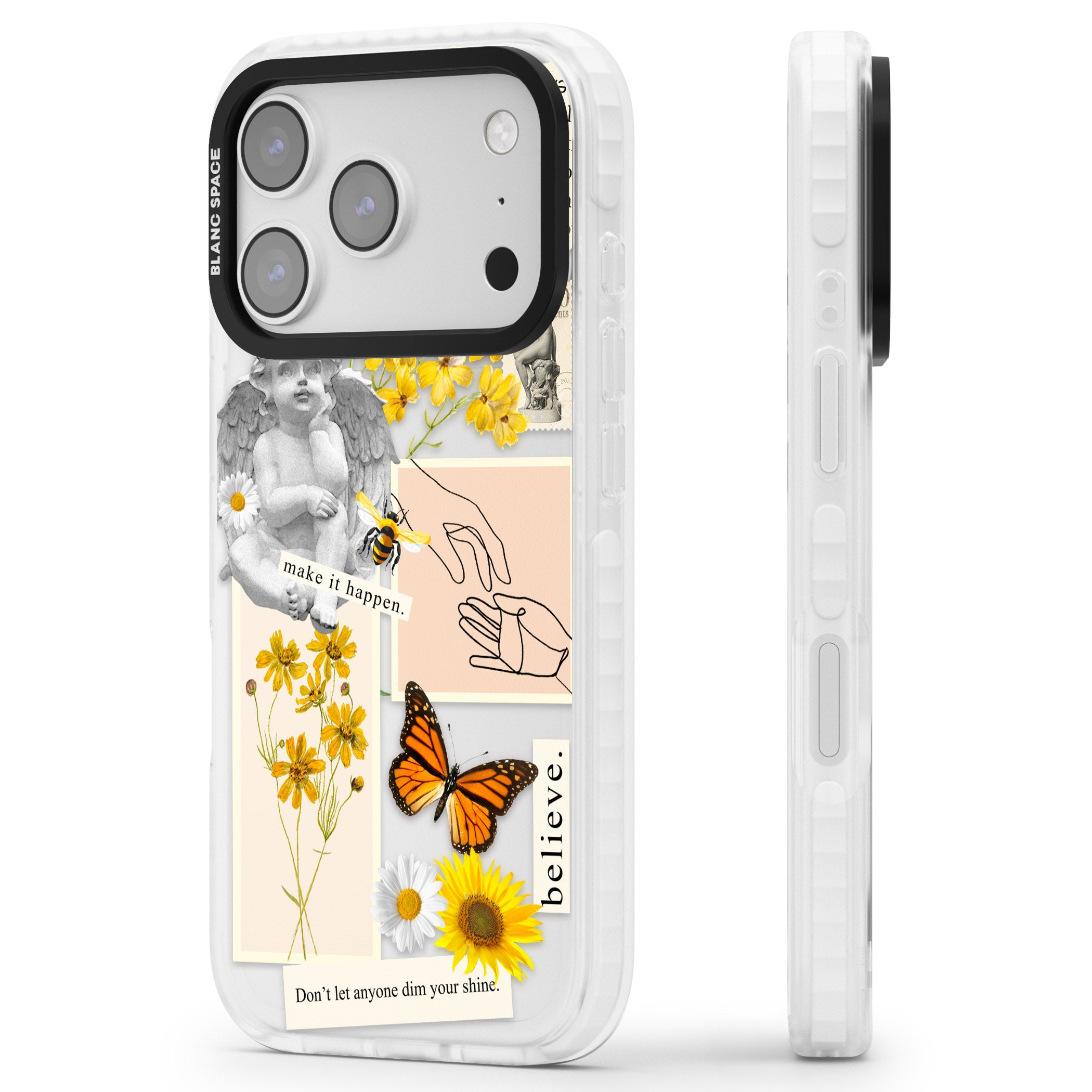 Vintage Wildflower Collage iPhone 17 Pro Impact Clear Phone Case Side Profile