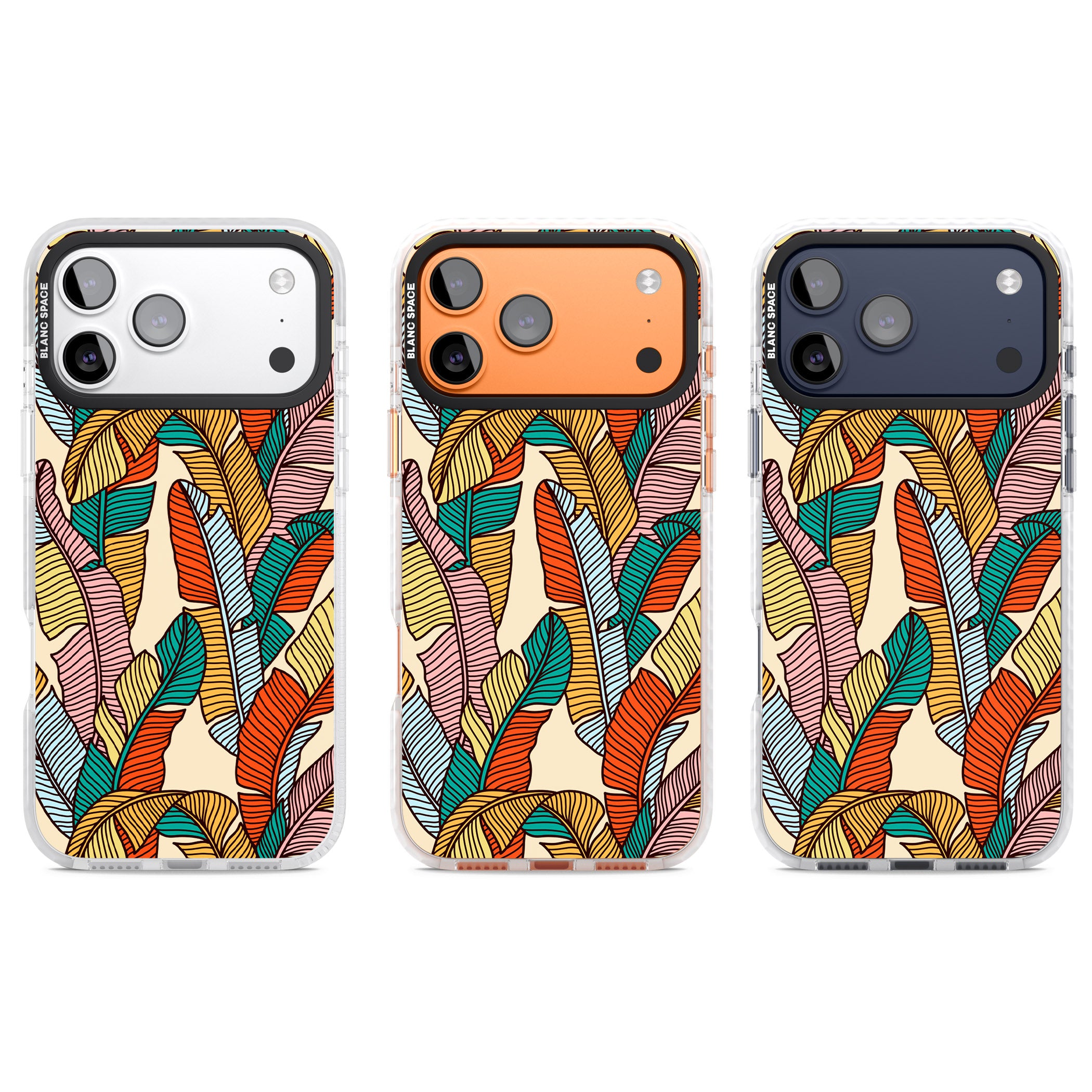 Pastel Palm Leaves iPhone 17 Pro Impact Clear Phone Case APT Impact Protection