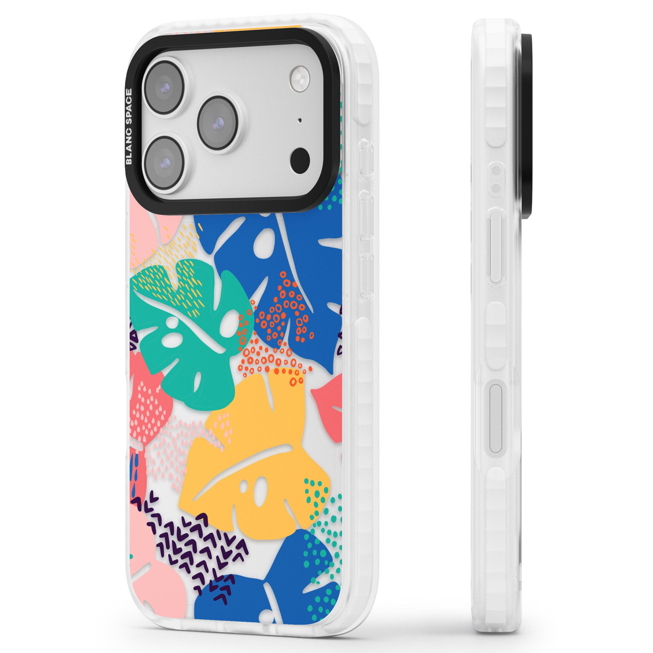 Vibrant Leaves iPhone 17 Pro Impact Clear Phone Case Side Profile