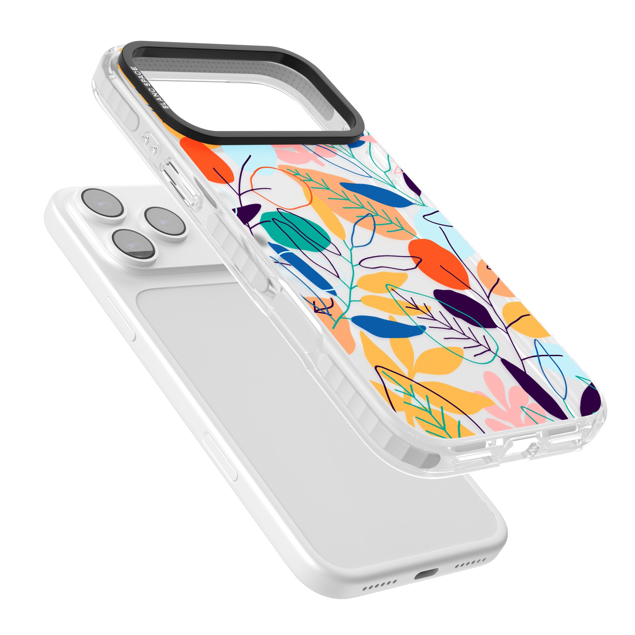 Abstract Line Drawn Leaves iPhone 17 Pro Impact Clear Phone Case Colours