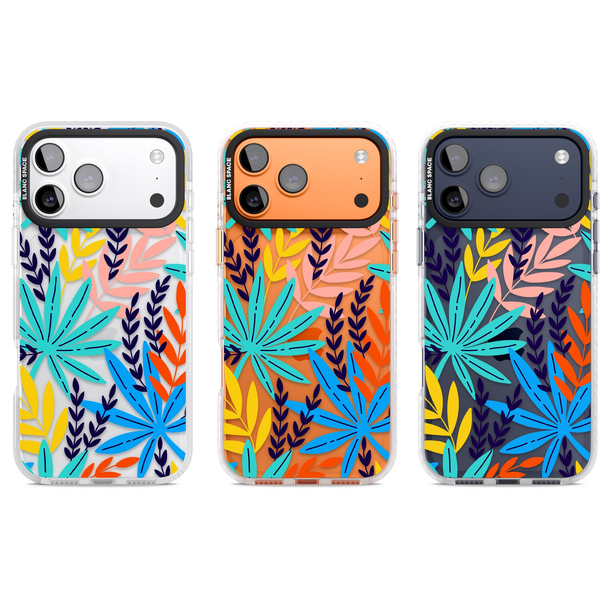 Tropical Palm Leaves iPhone 17 Pro Impact Clear Phone Case APT Impact Protection