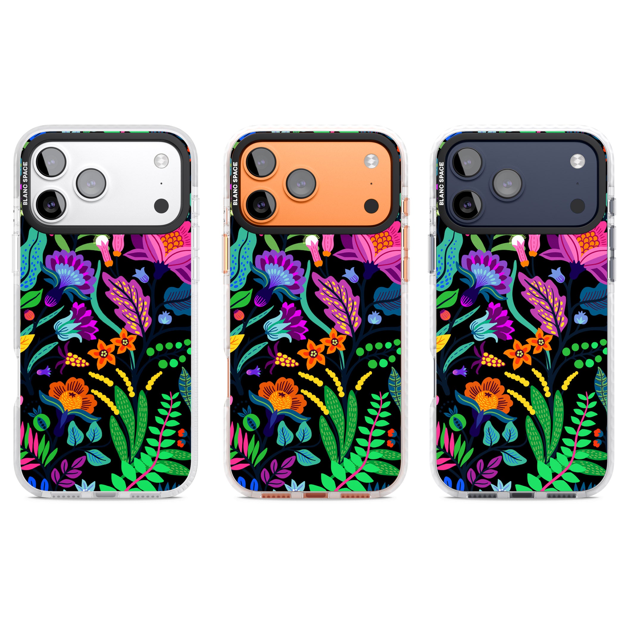 Floral Vibe (Black) iPhone 17 Pro Impact Clear Phone Case APT Impact Protection