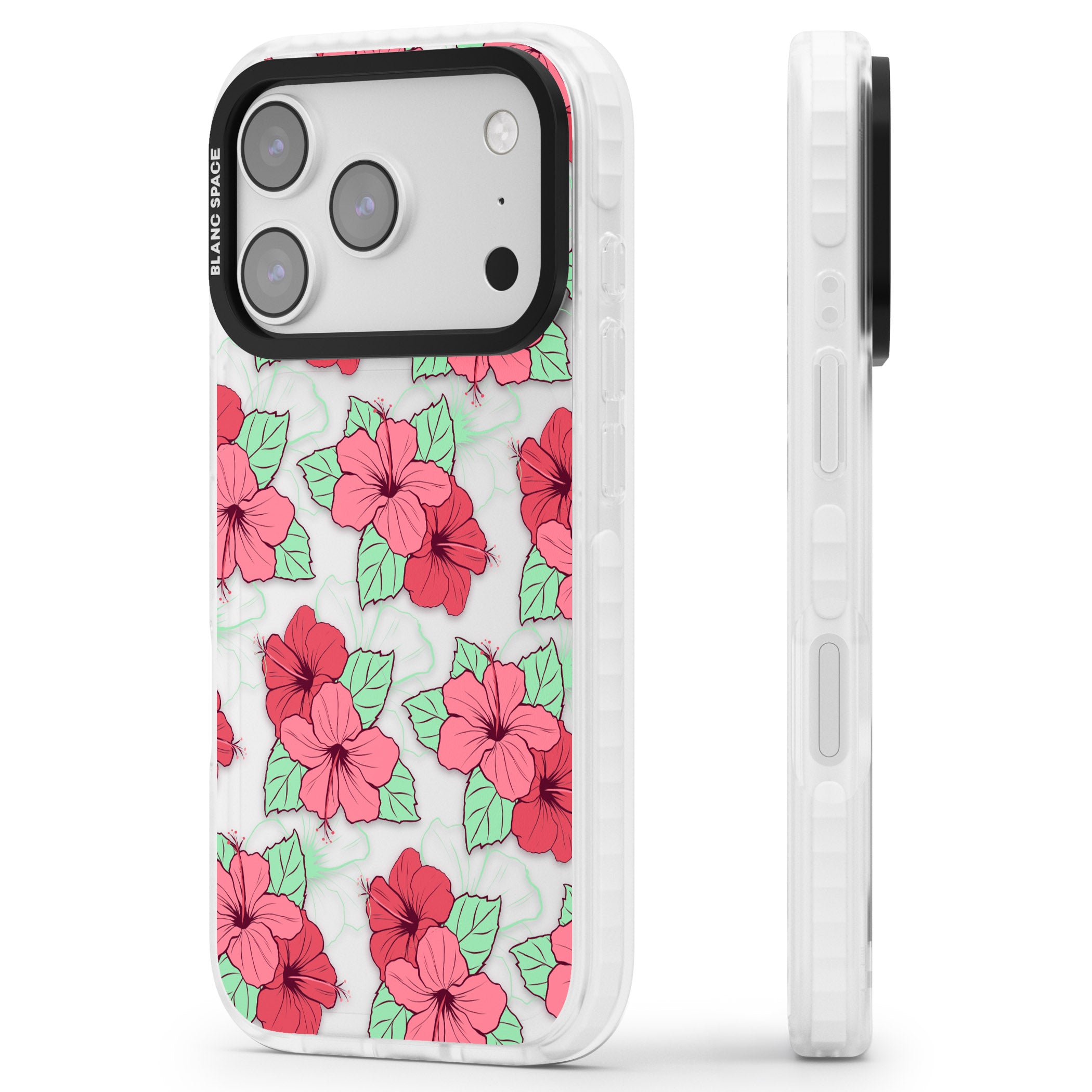 Pink Peony iPhone 17 Pro Impact Clear Phone Case Side Profile