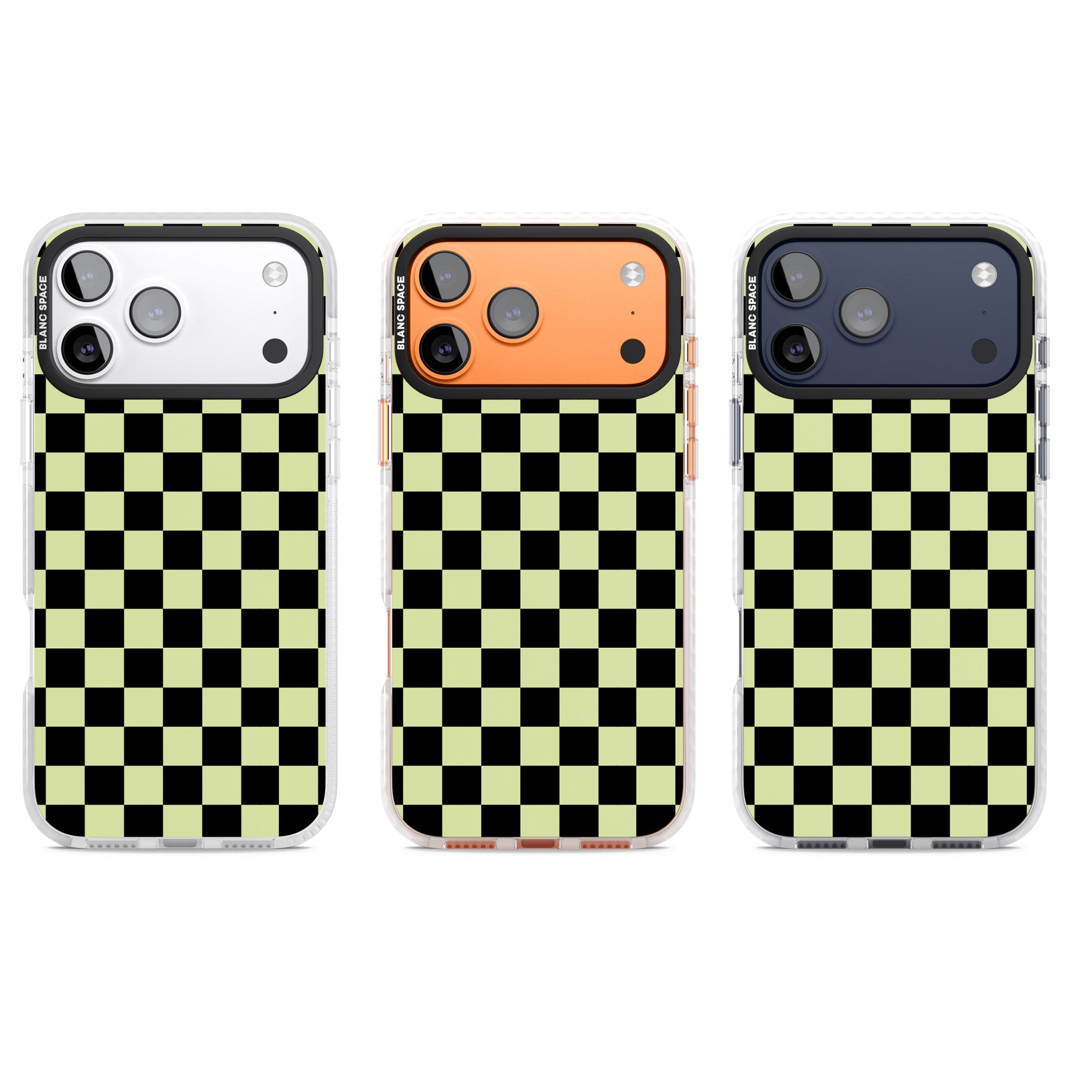 Black & Lime Check iPhone 17 Pro Impact Clear Phone Case APT Impact Protection