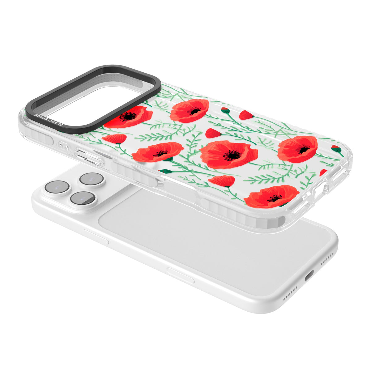 Poppy Garden iPhone 17 Pro Max Impact Clear Phone Case angled