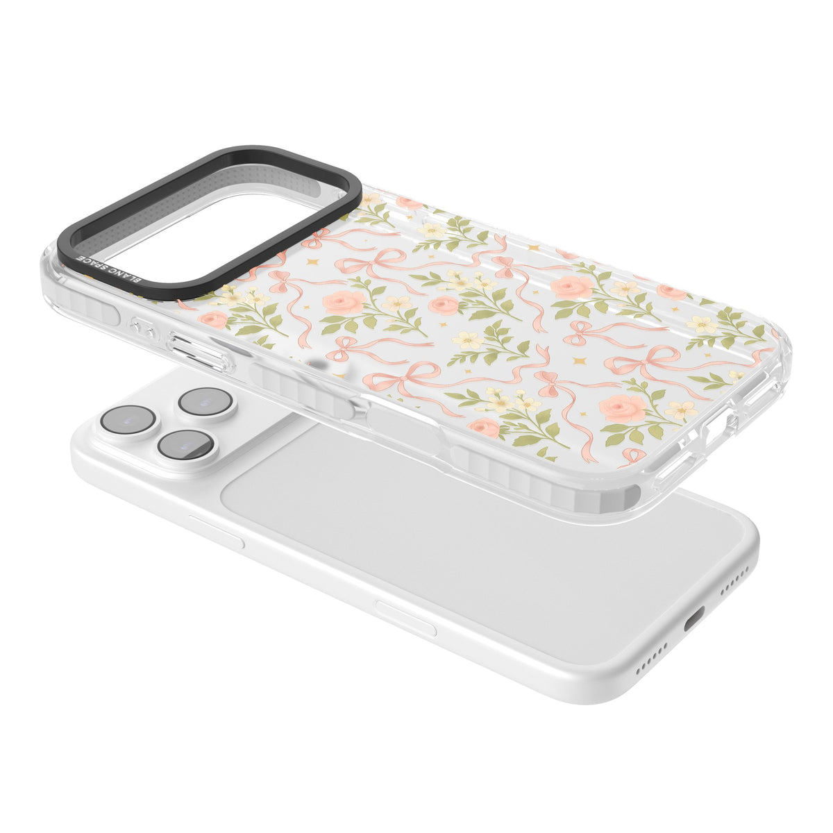 Ribbon Garden iPhone 17 Pro Max Impact Clear Phone Case angled
