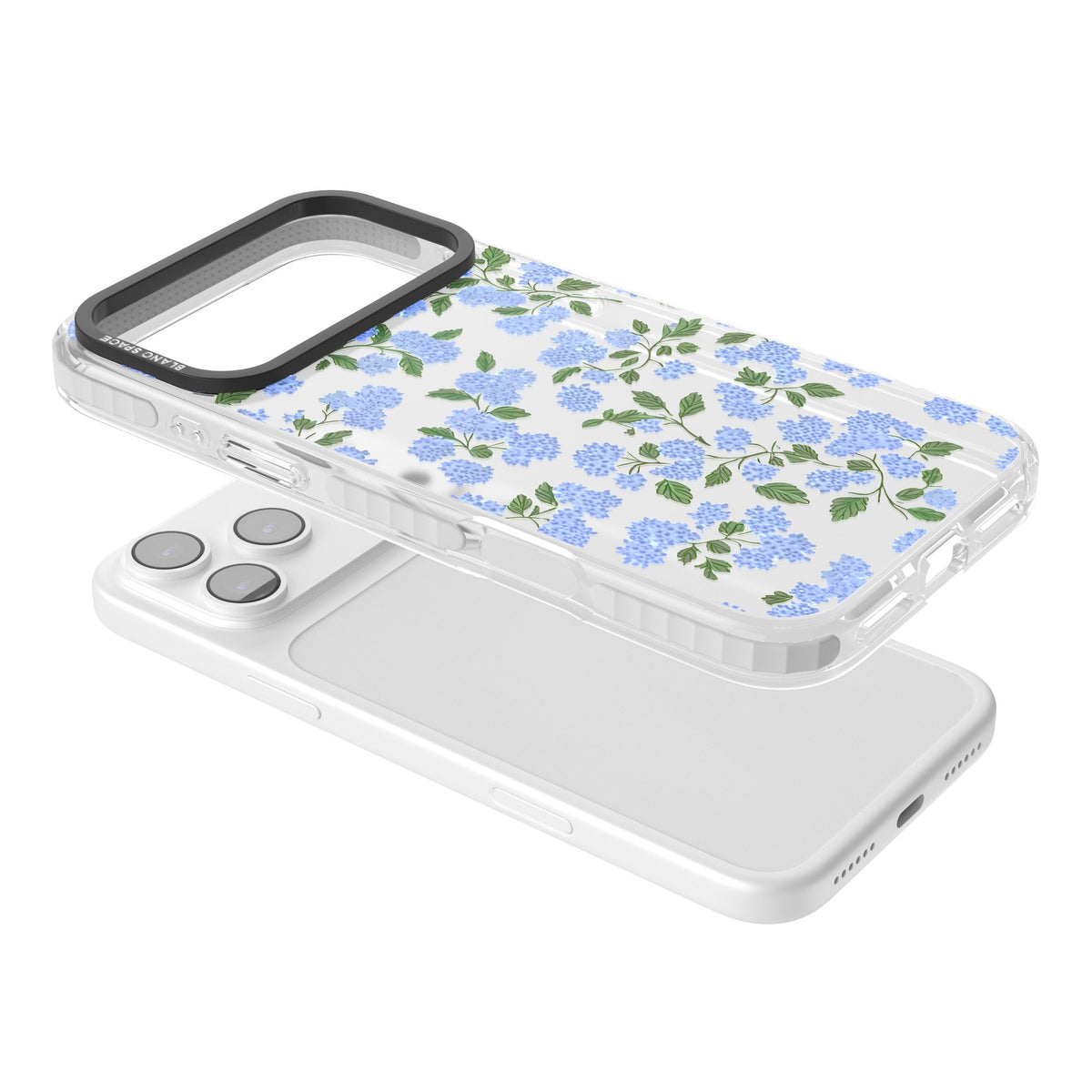Hydrangea Dreams iPhone 17 Pro Max Impact Clear Phone Case angled
