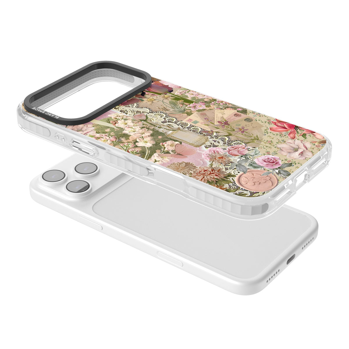 Rose Memoir iPhone 17 Pro Max Impact Clear Phone Case angled