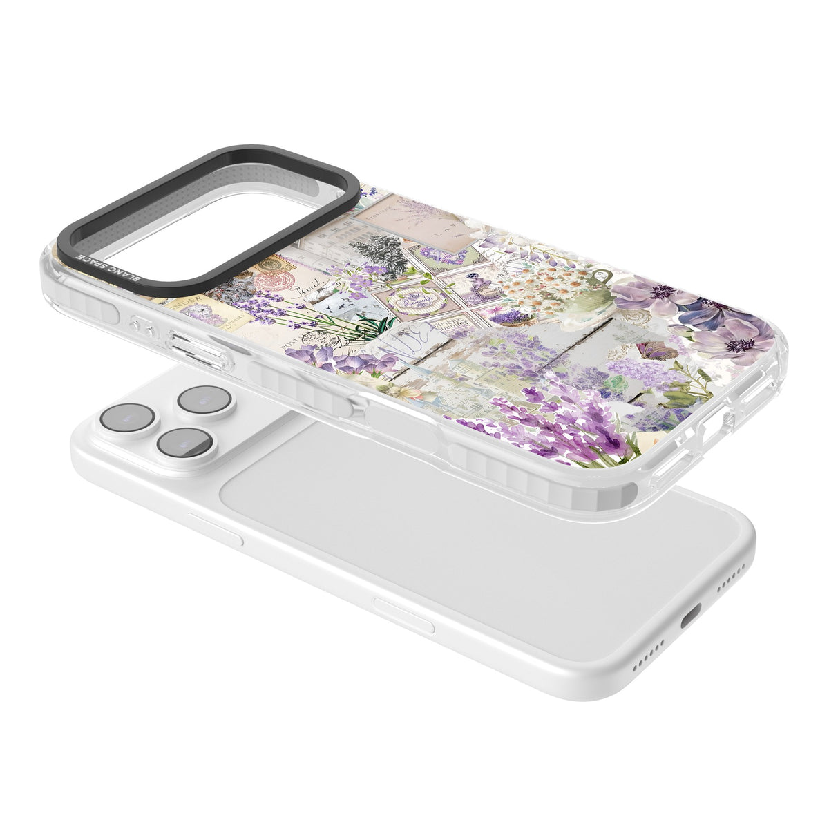 Soft Lavender Collage iPhone 17 Pro Max Impact Clear Phone Case angled