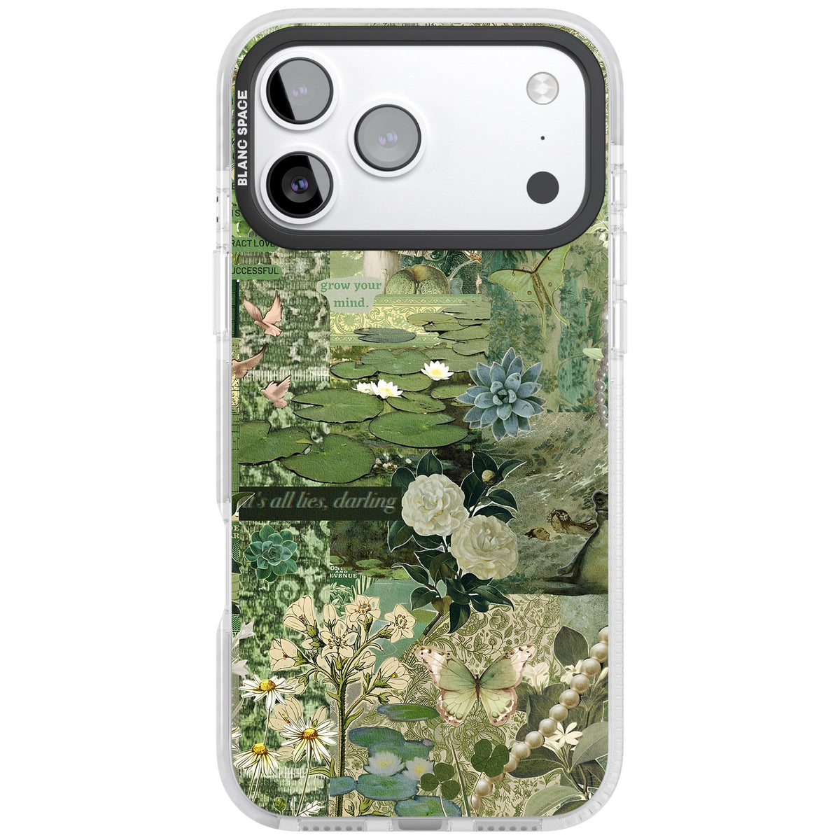 Sage Collage iPhone 17 Pro Max Impact Clear Phone Case front