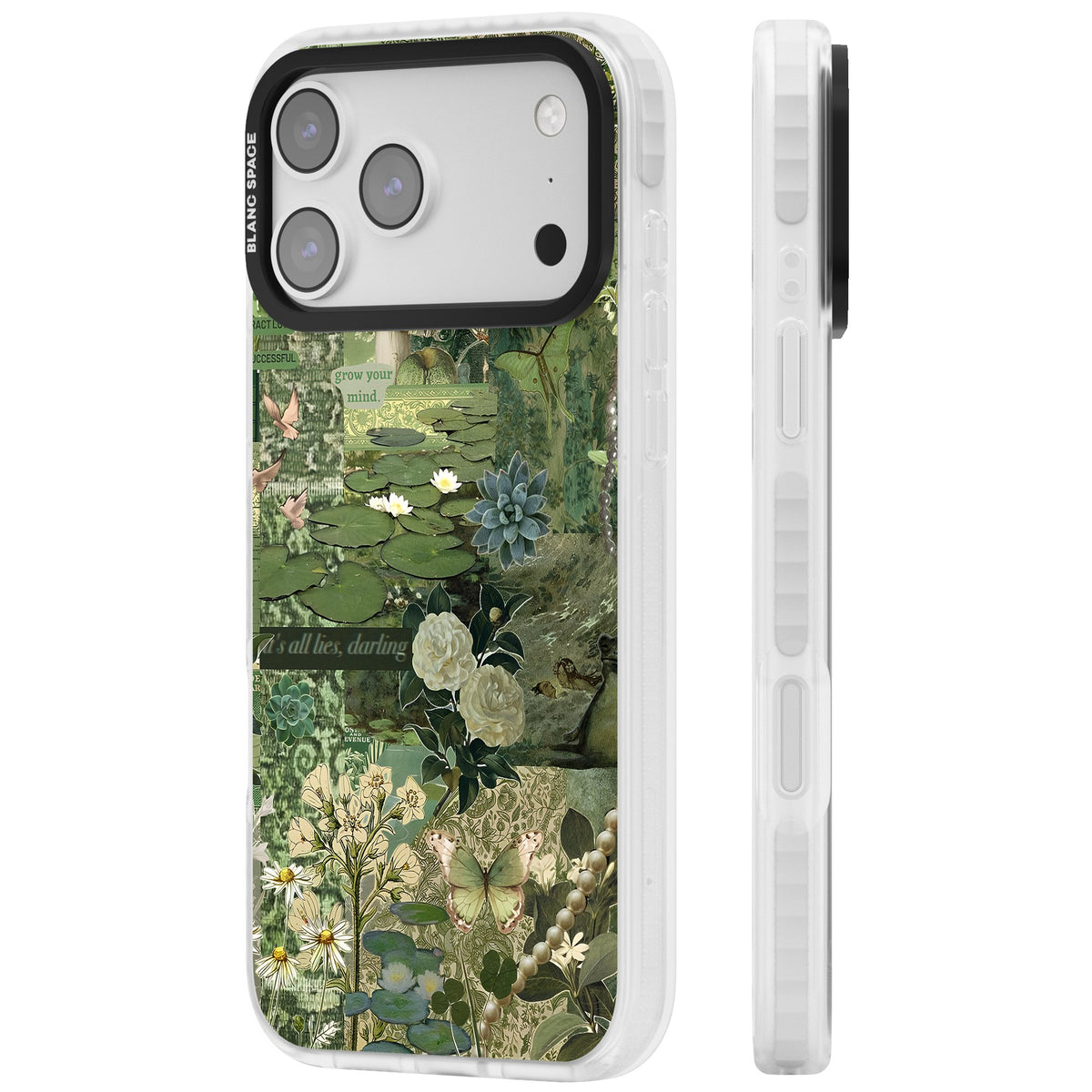 Sage Collage iPhone 17 Pro Max Impact Clear Phone Case side