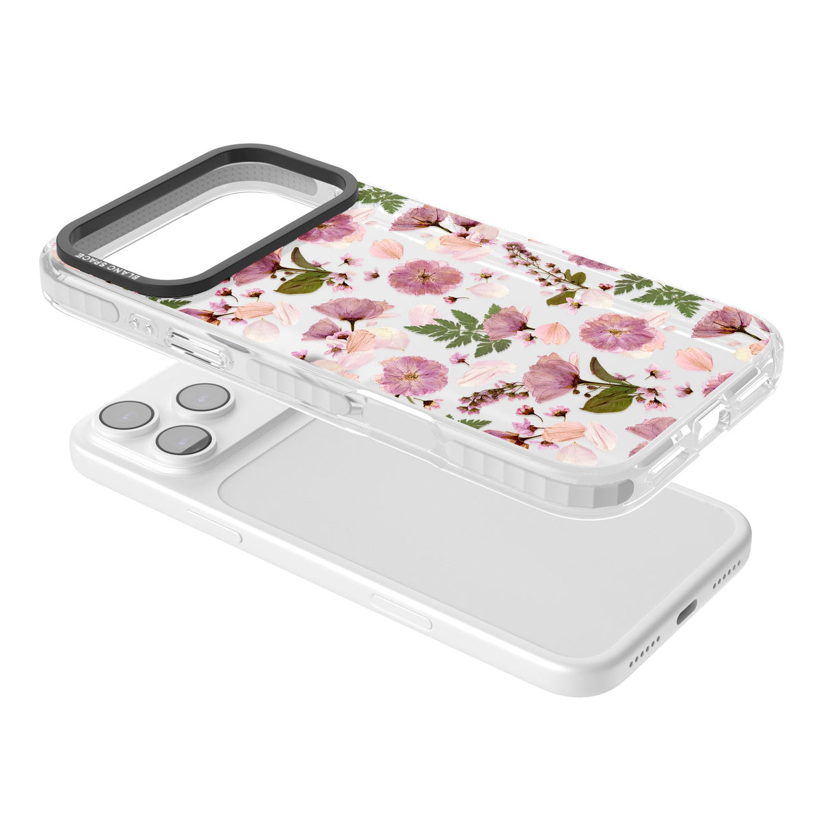Botanical Blush iPhone 17 Pro Max Impact Clear Phone Case angled