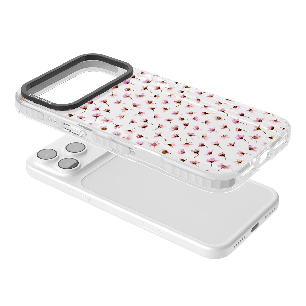 Cherry Flower Mist iPhone 17 Pro Max Impact Clear Phone Case angled