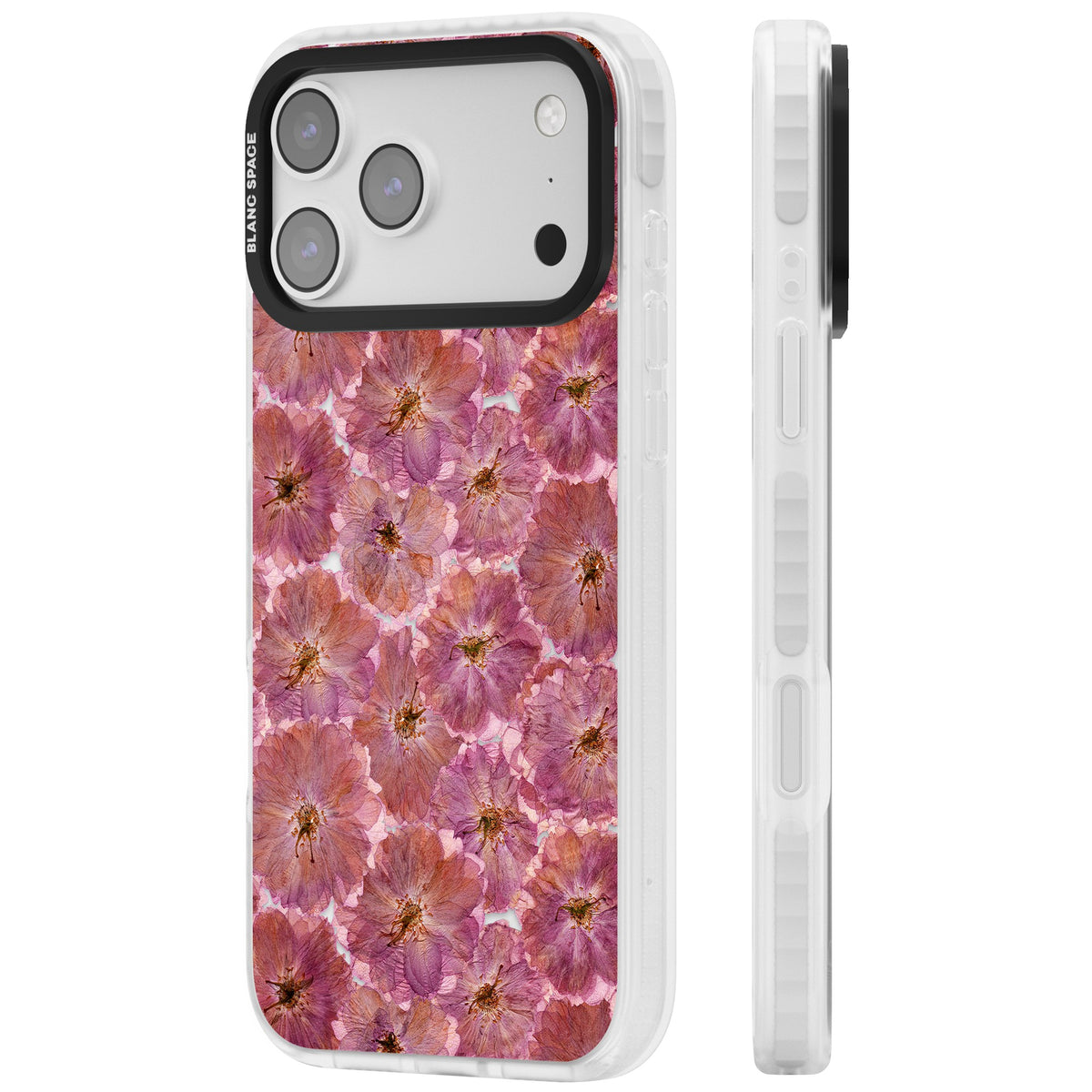 Large Pink Florals iPhone 17 Pro Max Impact Clear Phone Case side