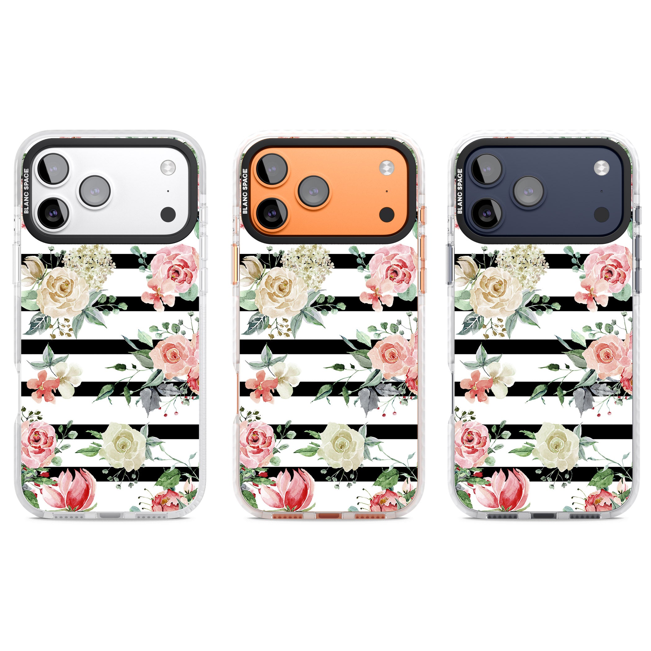 Floral Stripes iPhone 17 Pro Impact Clear Phone Case APT Impact Protection