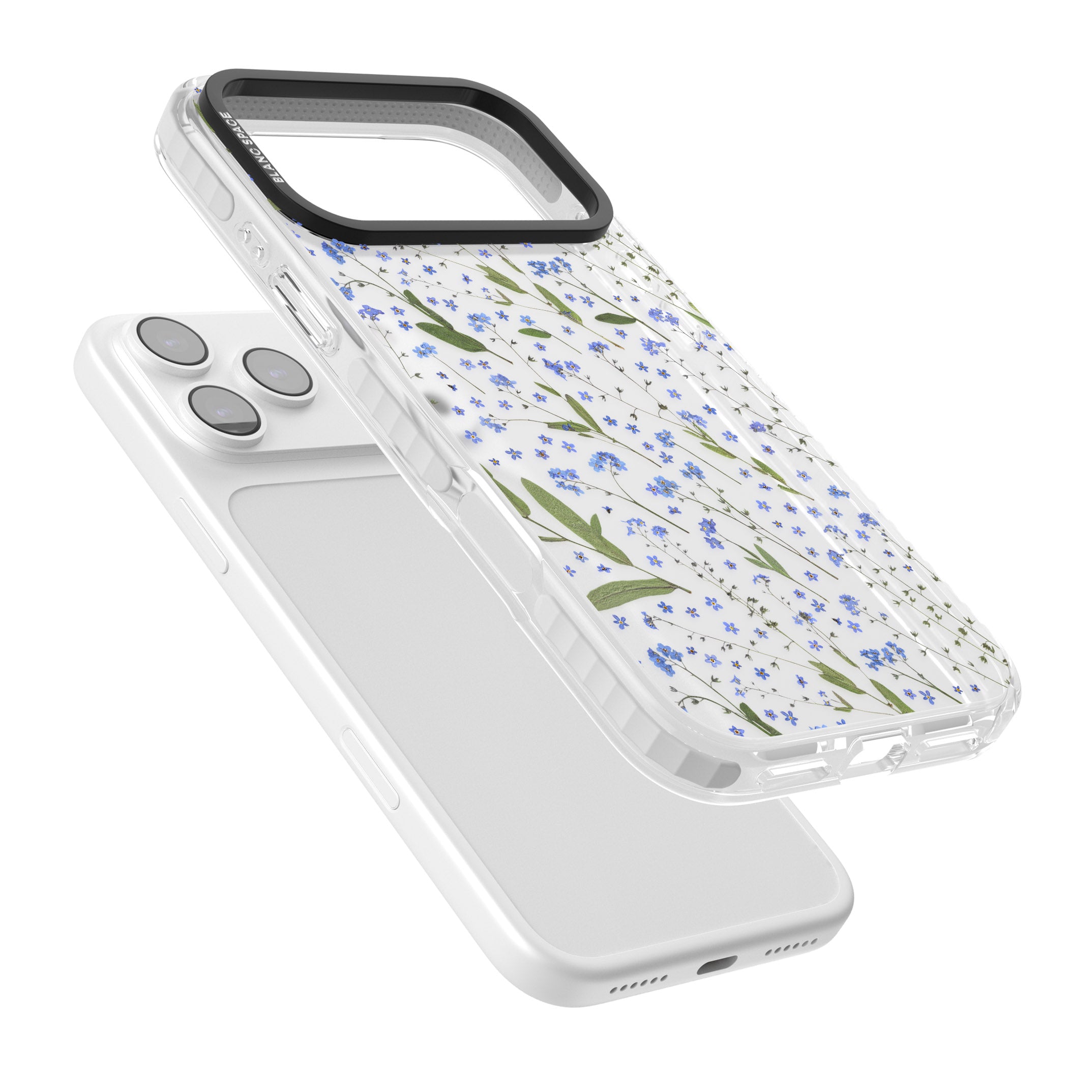 Blue Meadow Floral iPhone 17 Pro Impact Clear Phone Case Colours