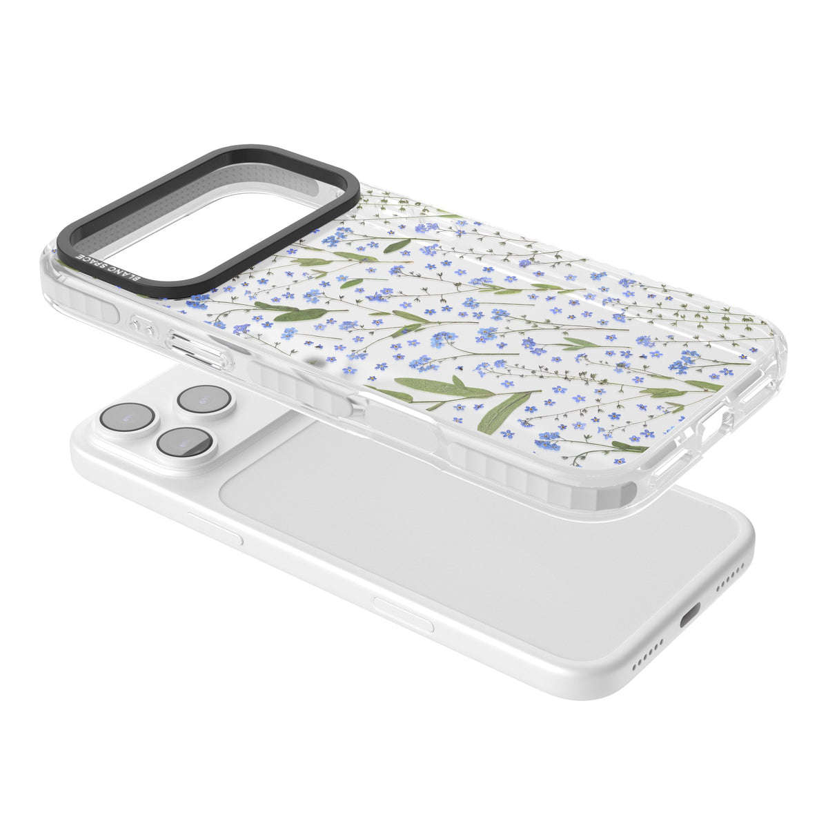 Blue Meadow iPhone 17 Pro Max Impact Clear Phone Case angled