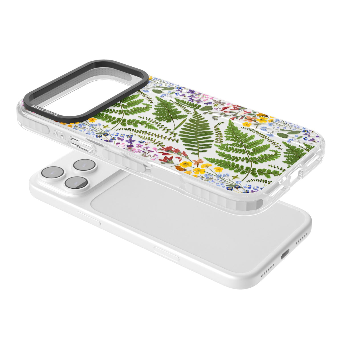 Botanical Fern & Floral iPhone 17 Pro Max Impact Clear Phone Case angled