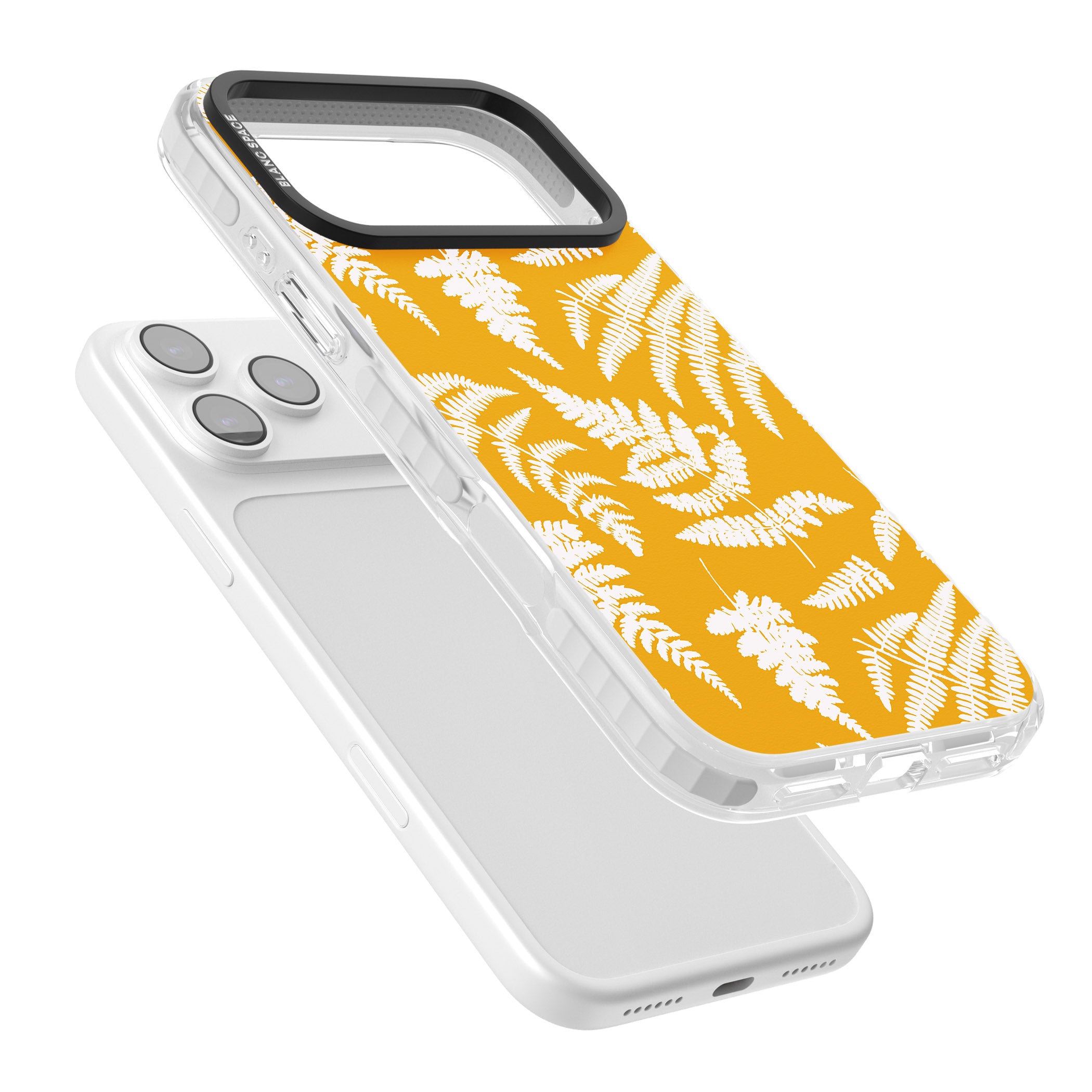 Fern Pattern On Yellow iPhone 17 Pro Impact Clear Phone Case Colours