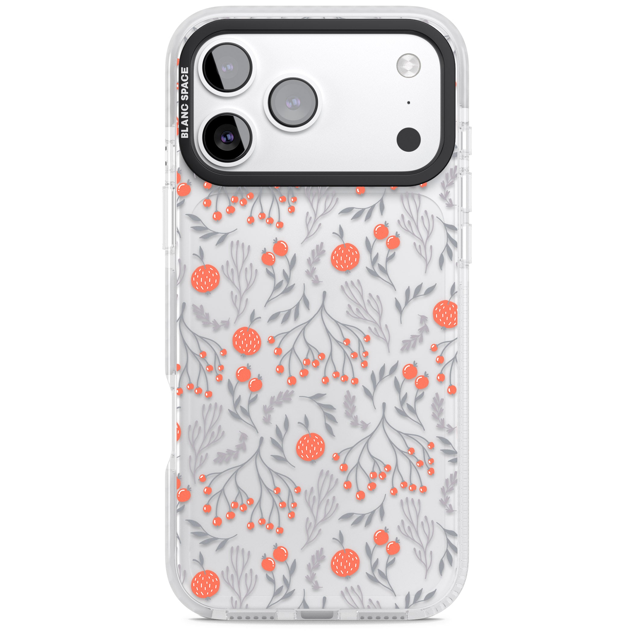 Red Fruits Floral iPhone 17 Pro Impact Clear Phone Case