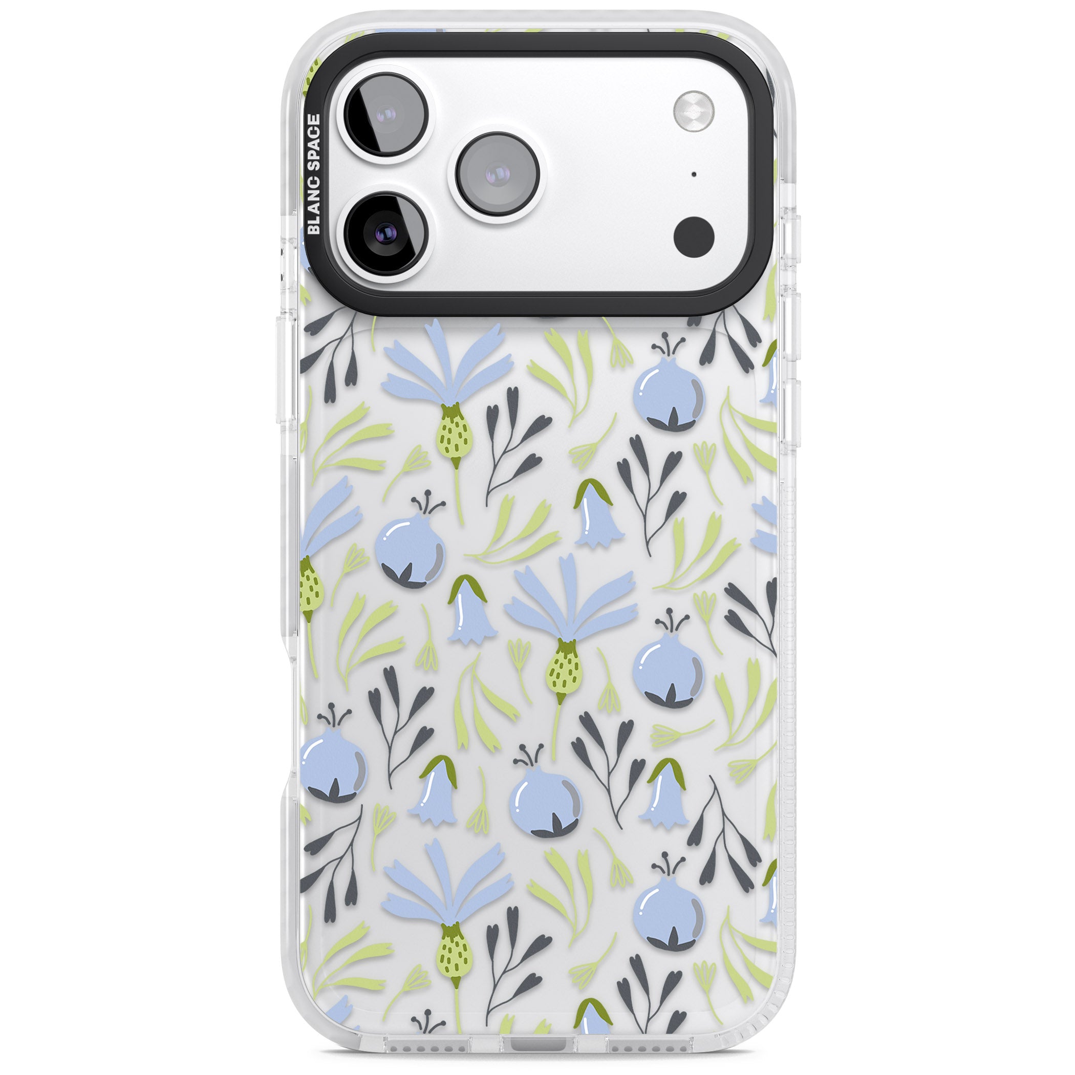Blue Flora Bloom iPhone 17 Pro Impact Clear Phone Case