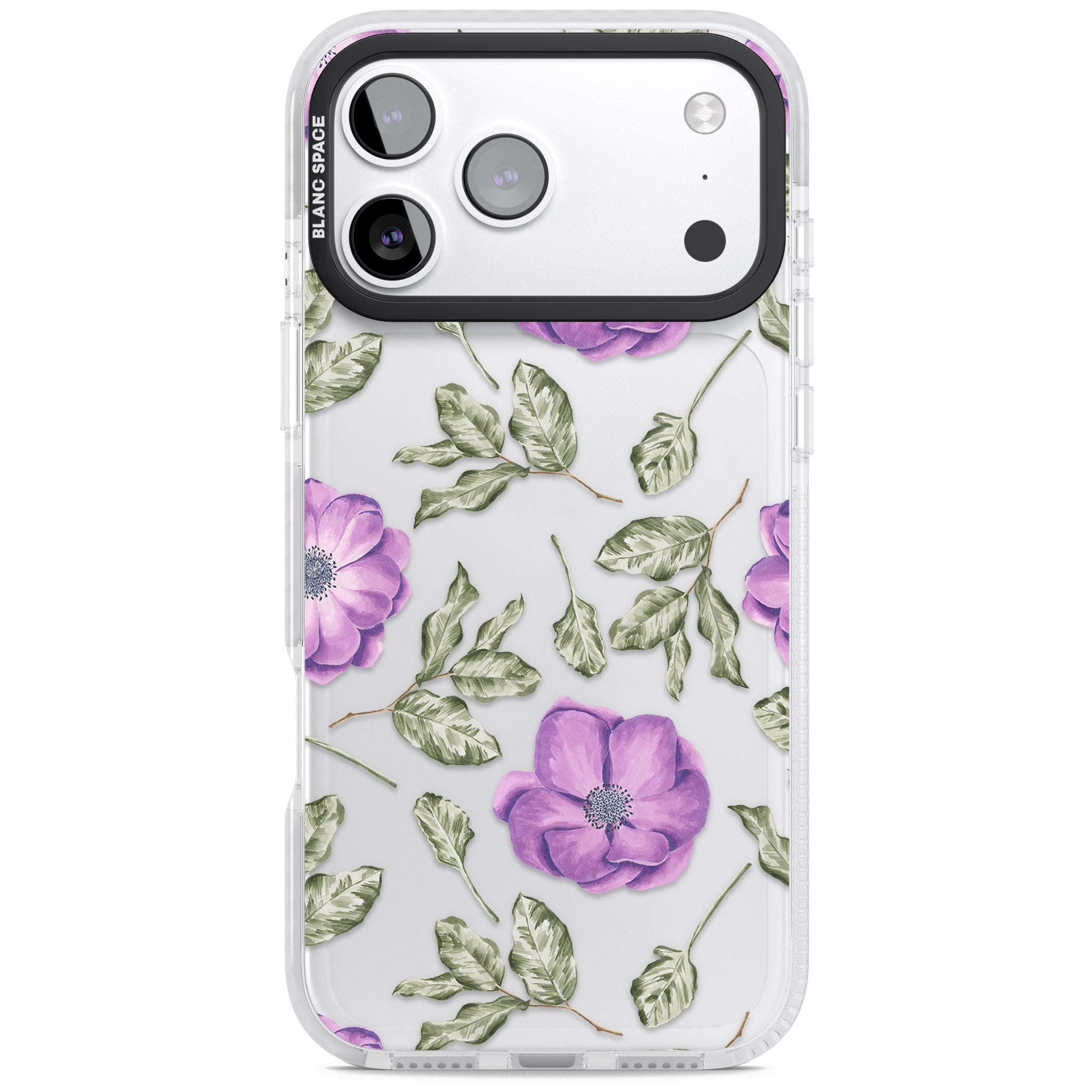 Purple Bloom Floral iPhone 17 Pro Impact Clear Phone Case