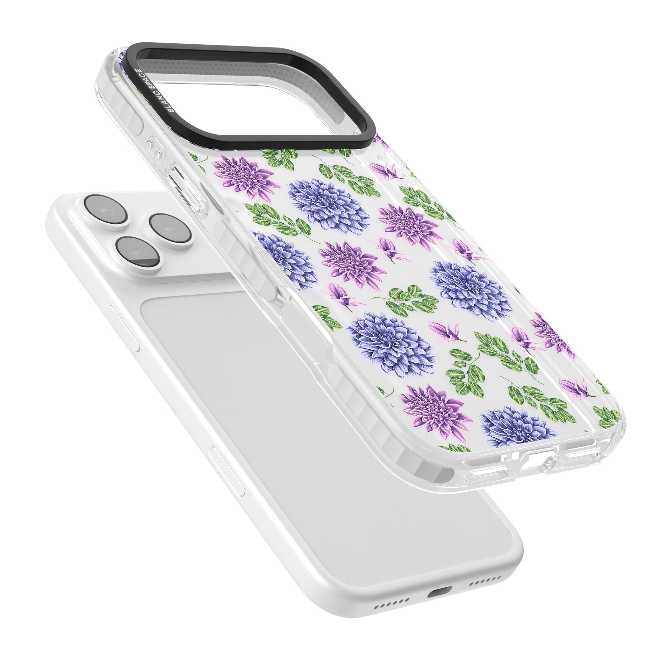 Purple Dahlias Floral iPhone 17 Pro Impact Clear Phone Case Colours