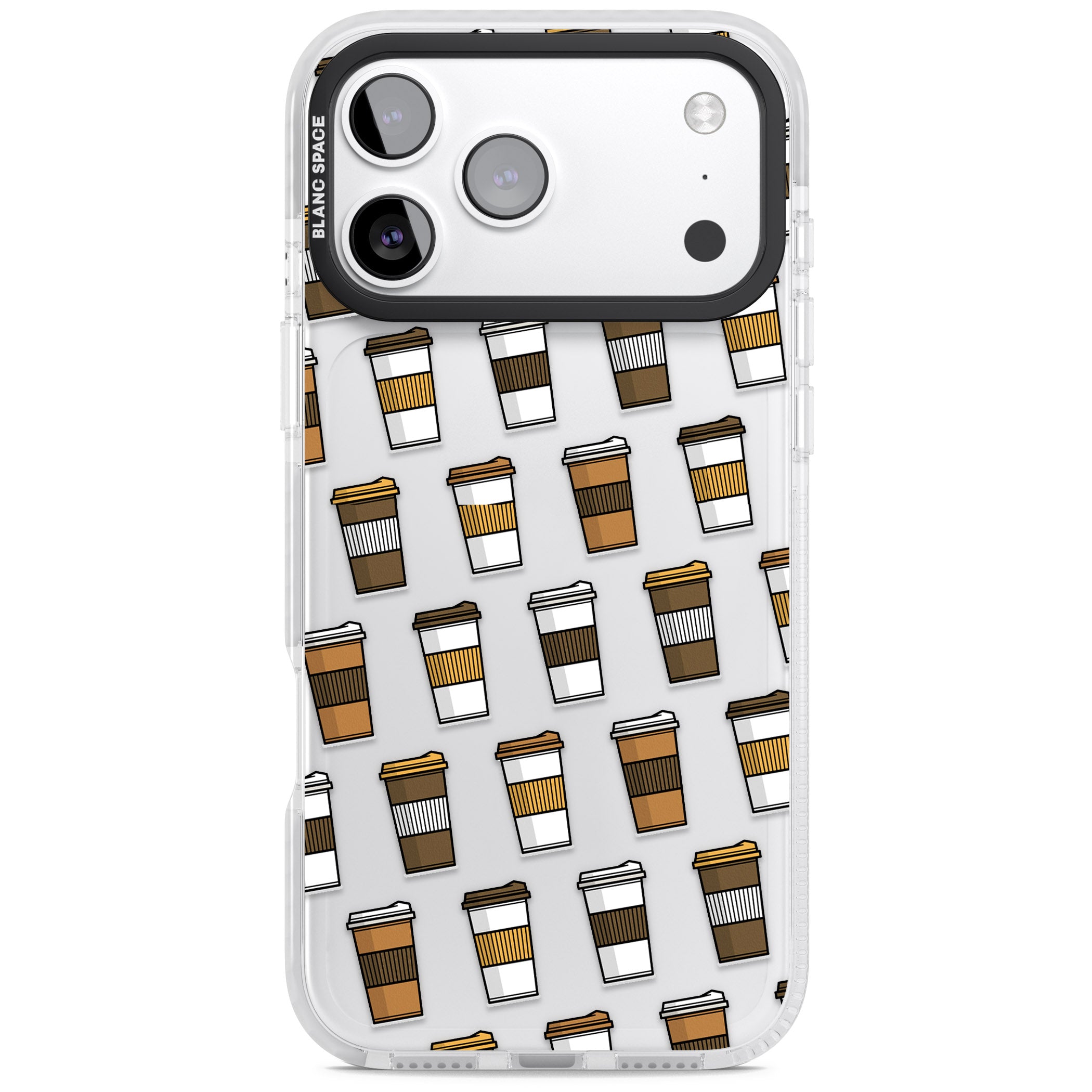 Coffee Cup Pattern iPhone 17 Pro Impact Clear Phone Case