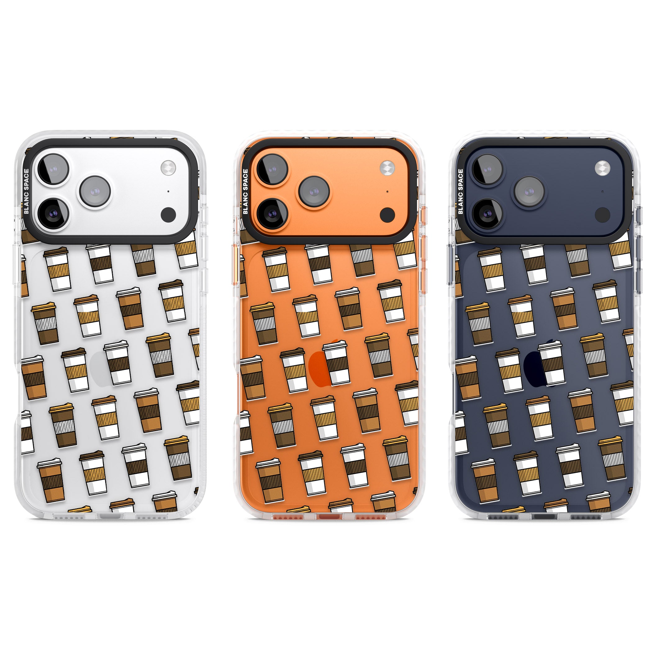 Coffee Cup Pattern iPhone 17 Pro Impact Clear Phone Case APT Impact Protection