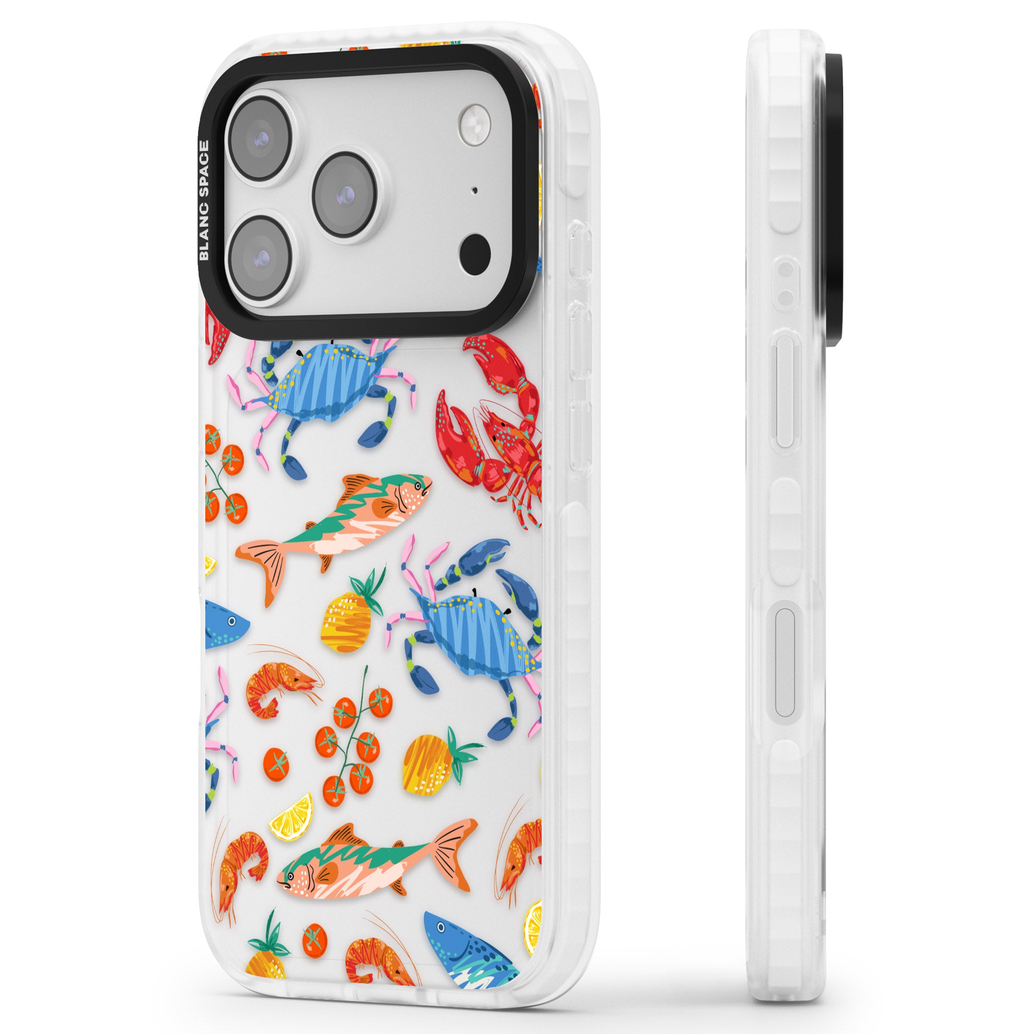 Vibrant Sealife iPhone 17 Pro Impact Clear Phone Case Side Profile