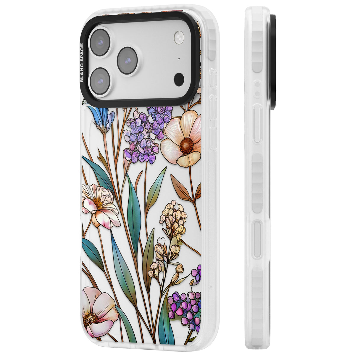 Glass Wildflower Mix iPhone 17 Pro Max Impact Clear Phone Case side