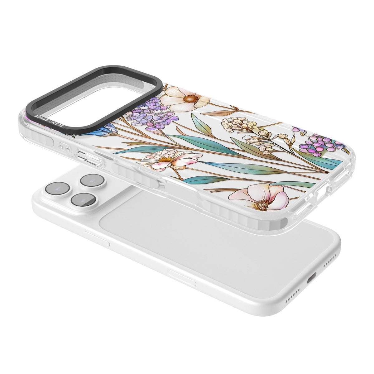 Glass Wildflower Mix iPhone 17 Pro Max Impact Clear Phone Case angled
