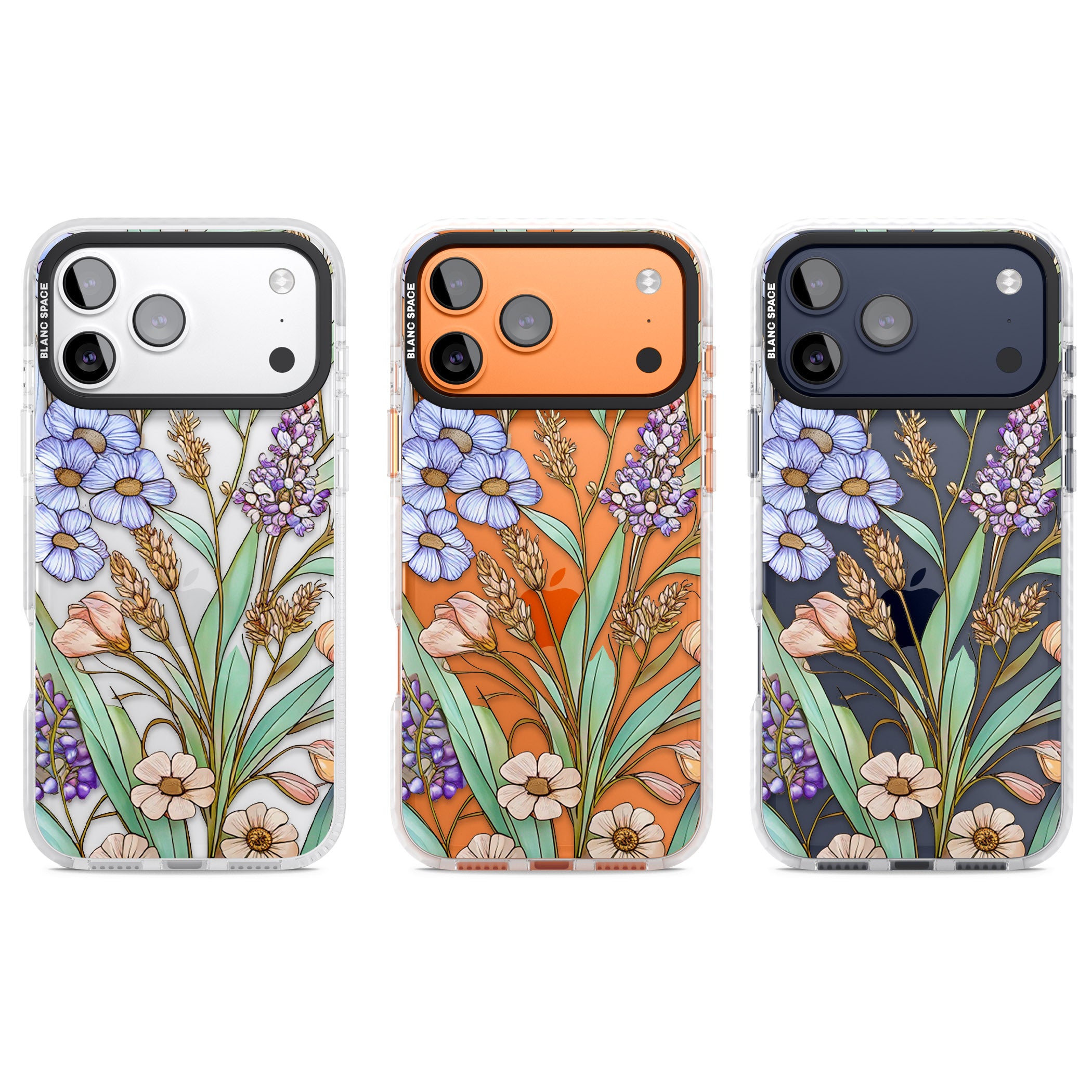 Glass Lavenders & Daisies iPhone 17 Pro Impact Clear Phone Case APT Impact Protection