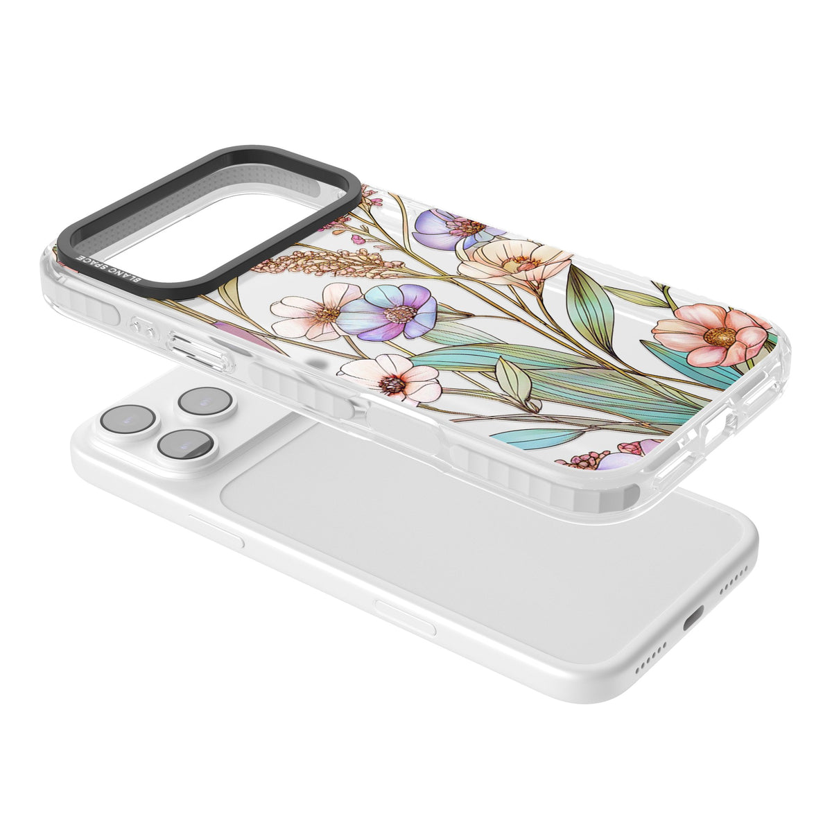 Glass Summer Flowers iPhone 17 Pro Max Impact Clear Phone Case angled