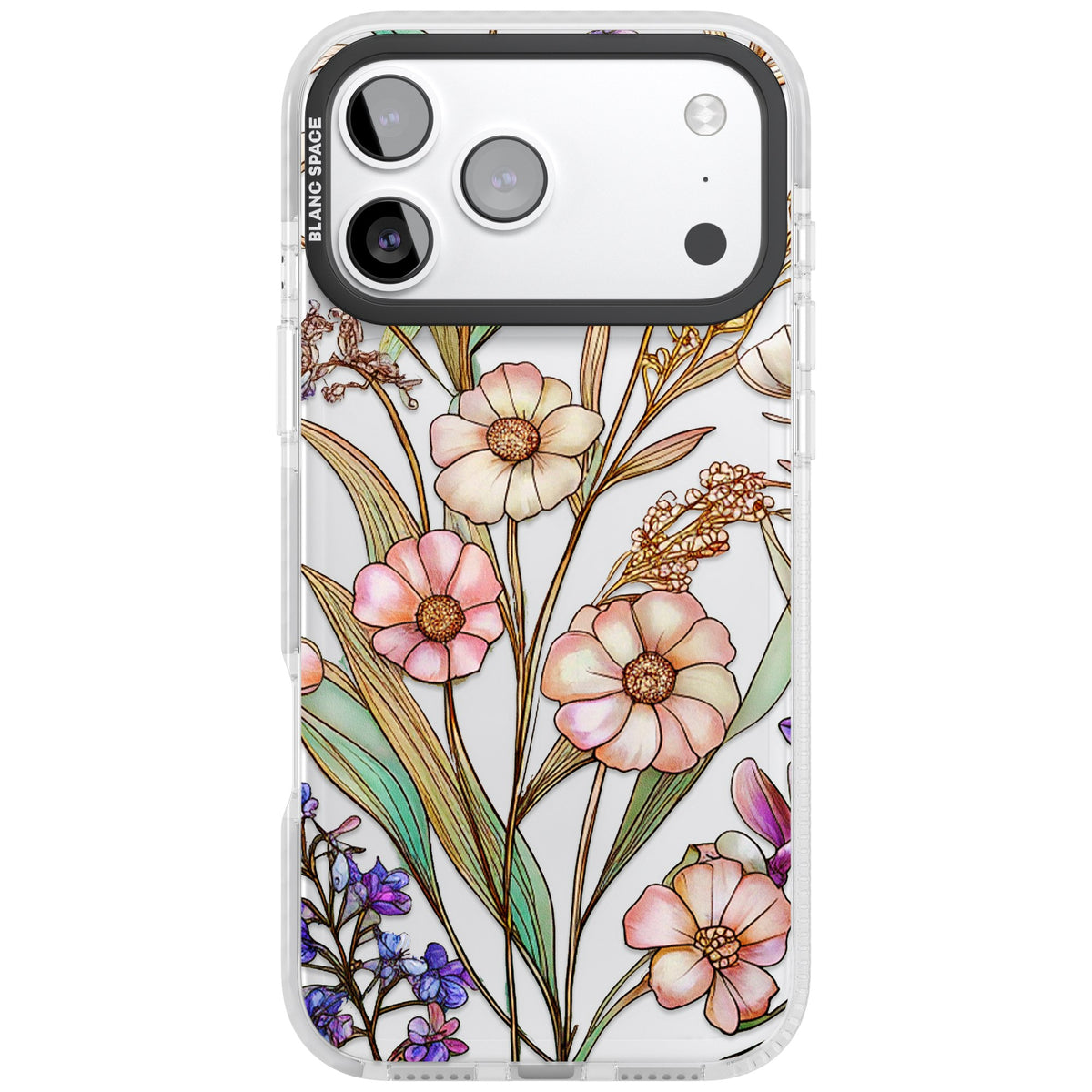 Glass Spring Flowers iPhone 17 Pro Max Impact Clear Phone Case front