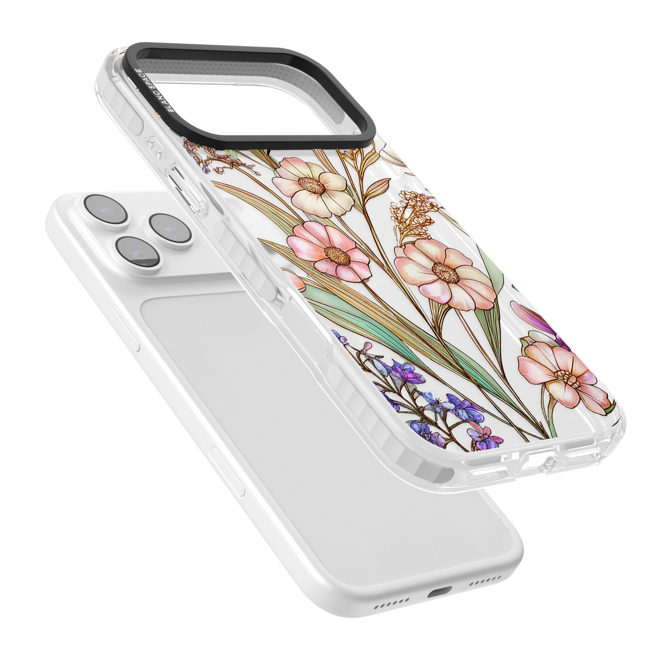 Glass Spring Flowers iPhone 17 Pro Impact Clear Phone Case Colours