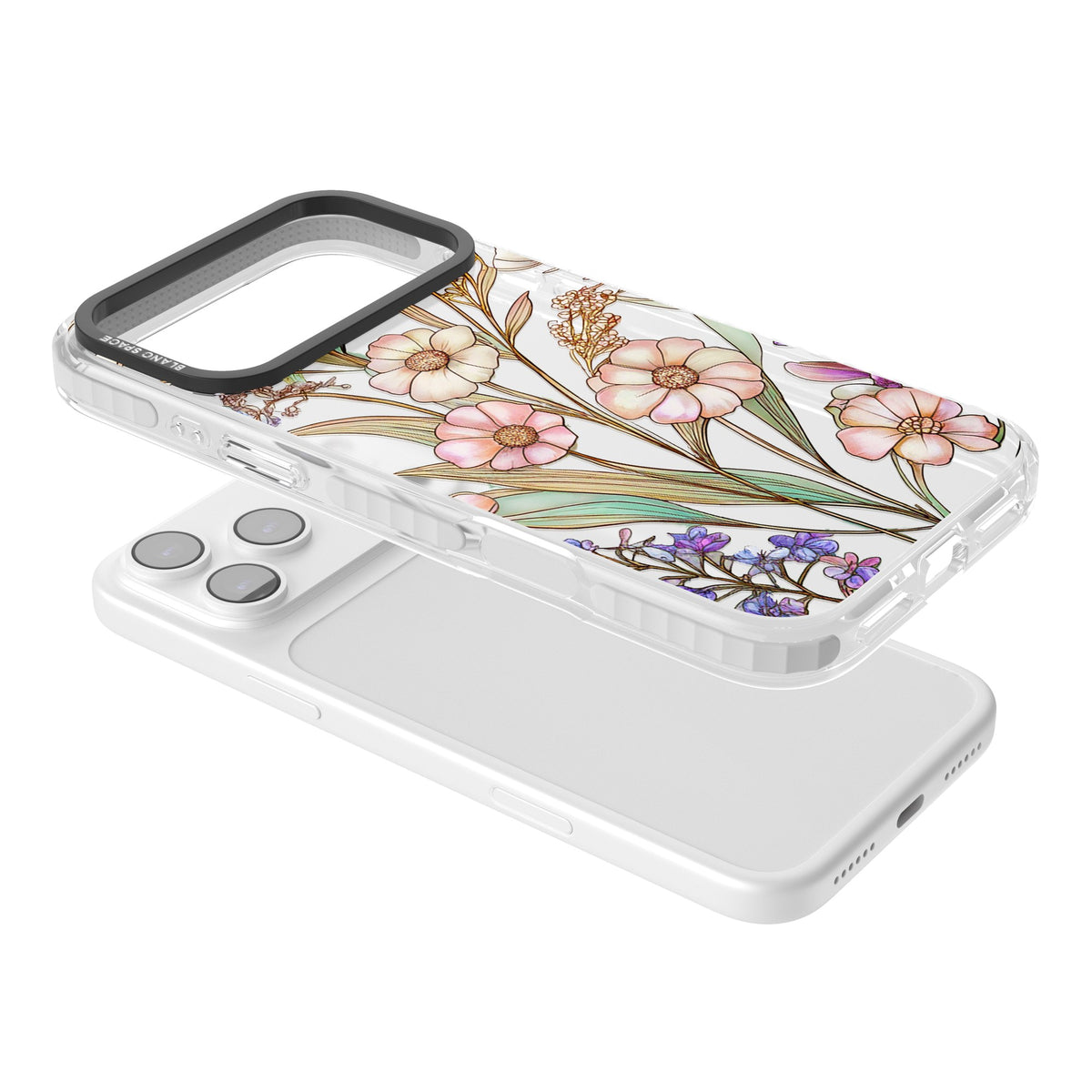 Glass Spring Flowers iPhone 17 Pro Max Impact Clear Phone Case angled