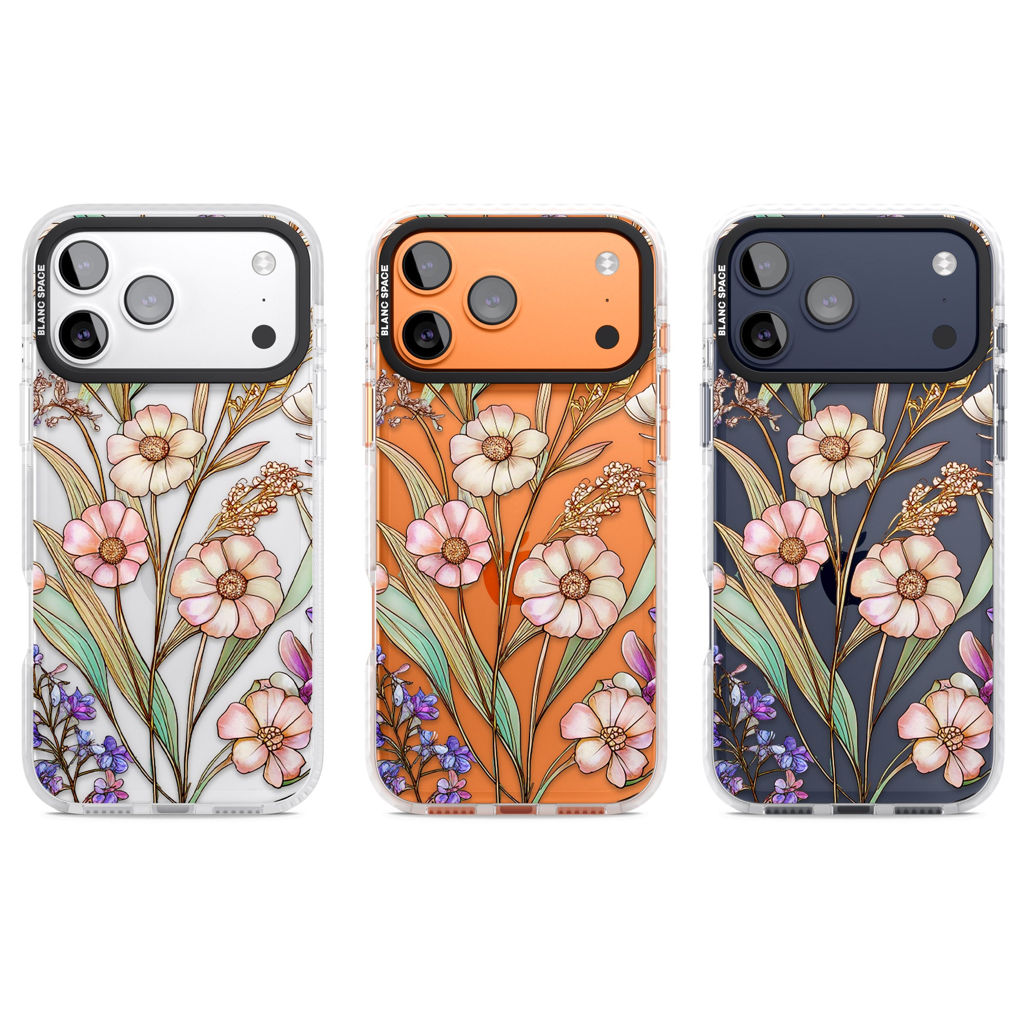 Glass Spring Flowers iPhone 17 Pro Impact Clear Phone Case APT Impact Protection